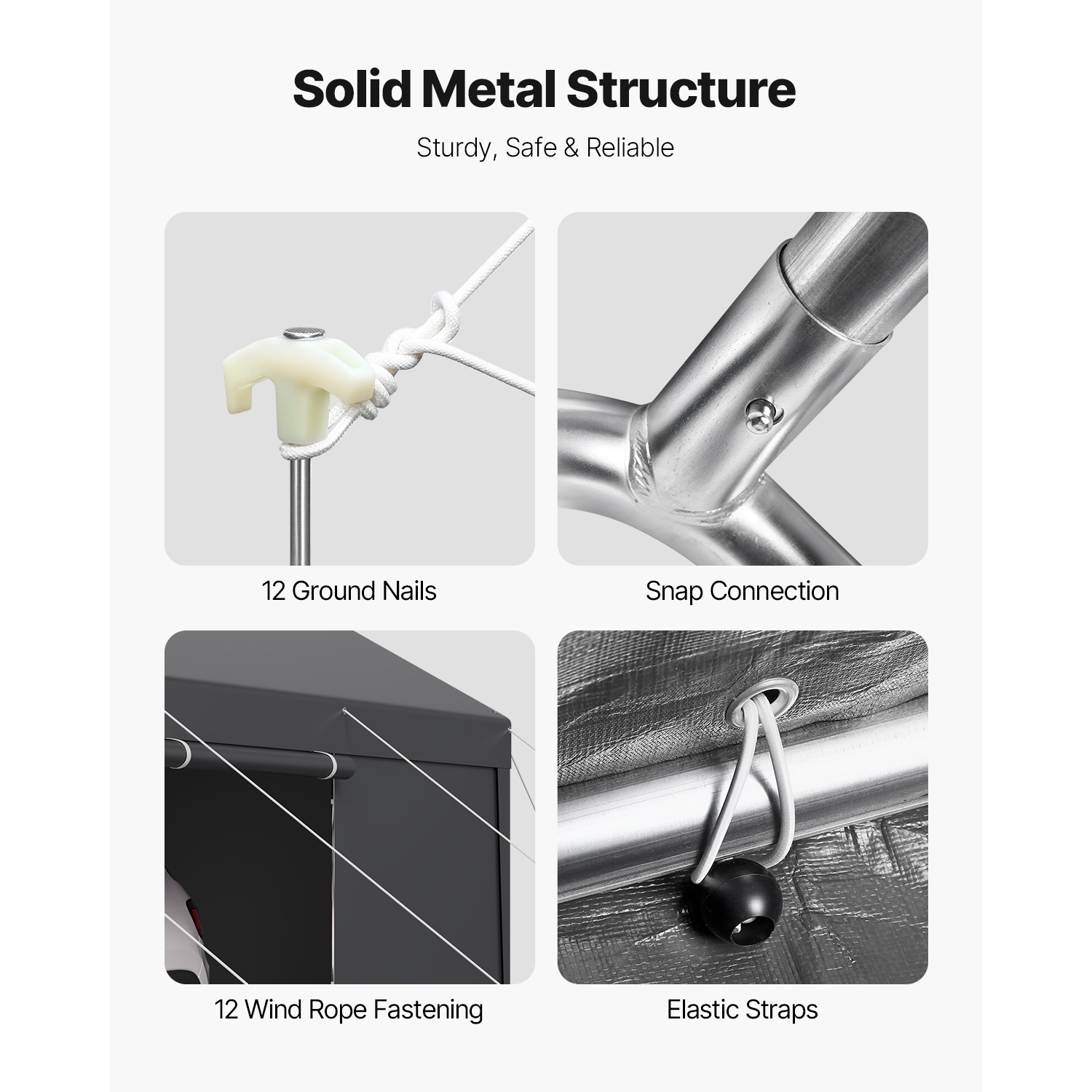 VEVOR 12 x 20 FT Outdoor Car Canopy,Carport with Removable Sidewalls & Door, Heavy Duty Car Shelter, UV-Resistant & Water-Resistant, All-Season