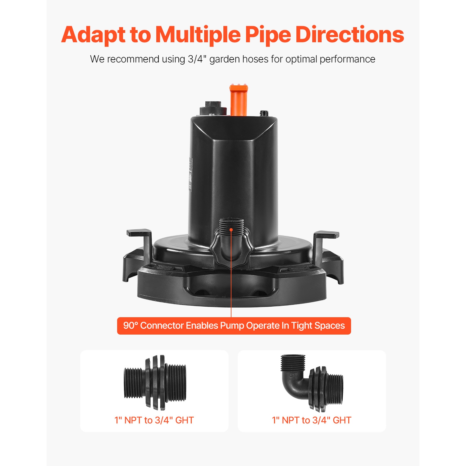 VEVOR 1/2 HP 1575 GPH Pool Cover Pump, 120V Submersible Swimming Pool Cover Pump with 25 ft Power Cord, 24 ft Max Head Lift, Water Removal and