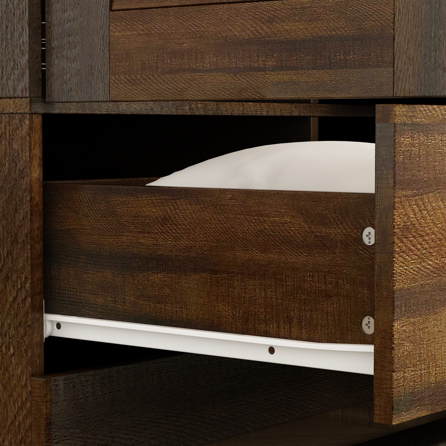 Armoire à 4 portes brune Famapy avec tringles suspendues, 5 tiroirs et tablettes de rangement – Armoire de chambre autonome pour vêtements et