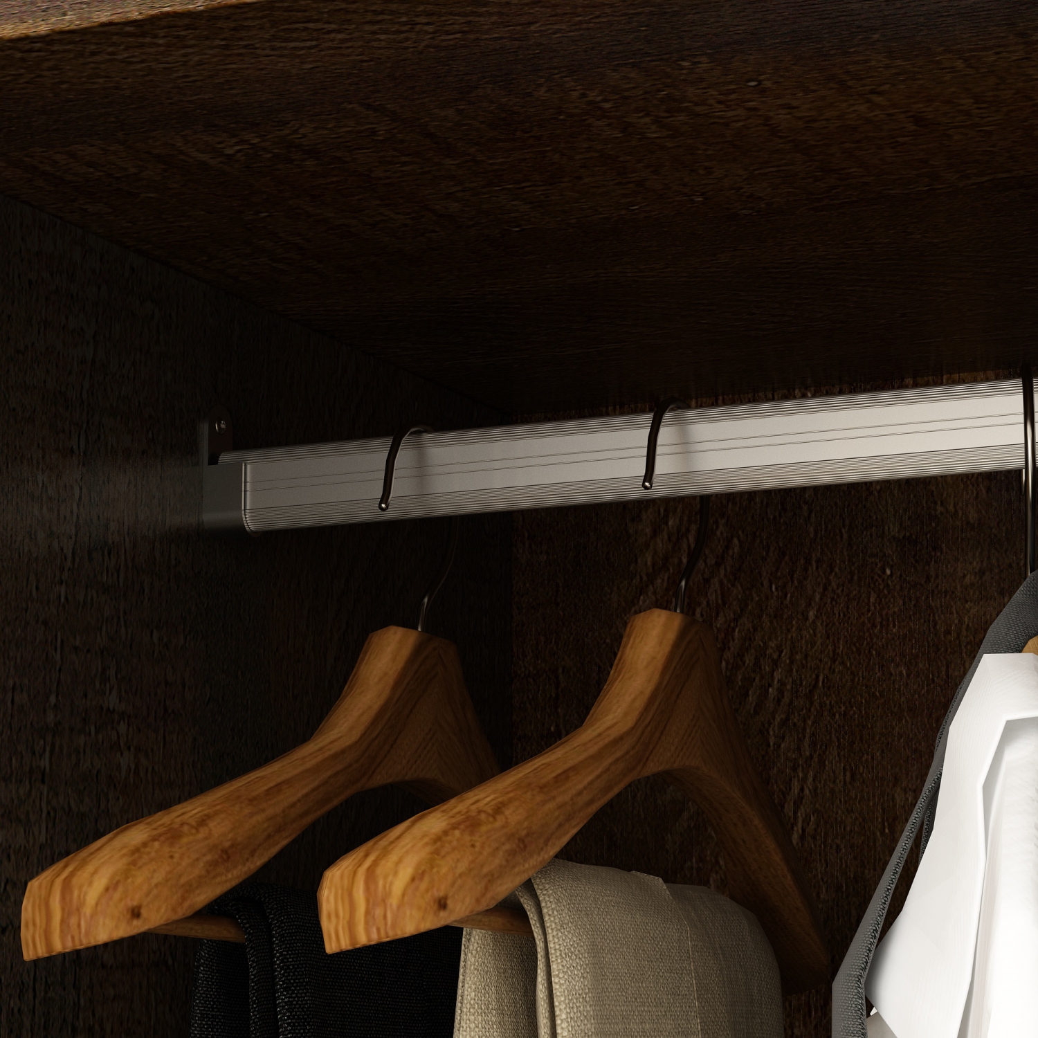 Armoire à 4 portes brune Famapy avec tringles suspendues, 5 tiroirs et tablettes de rangement – Armoire de chambre autonome pour vêtements et