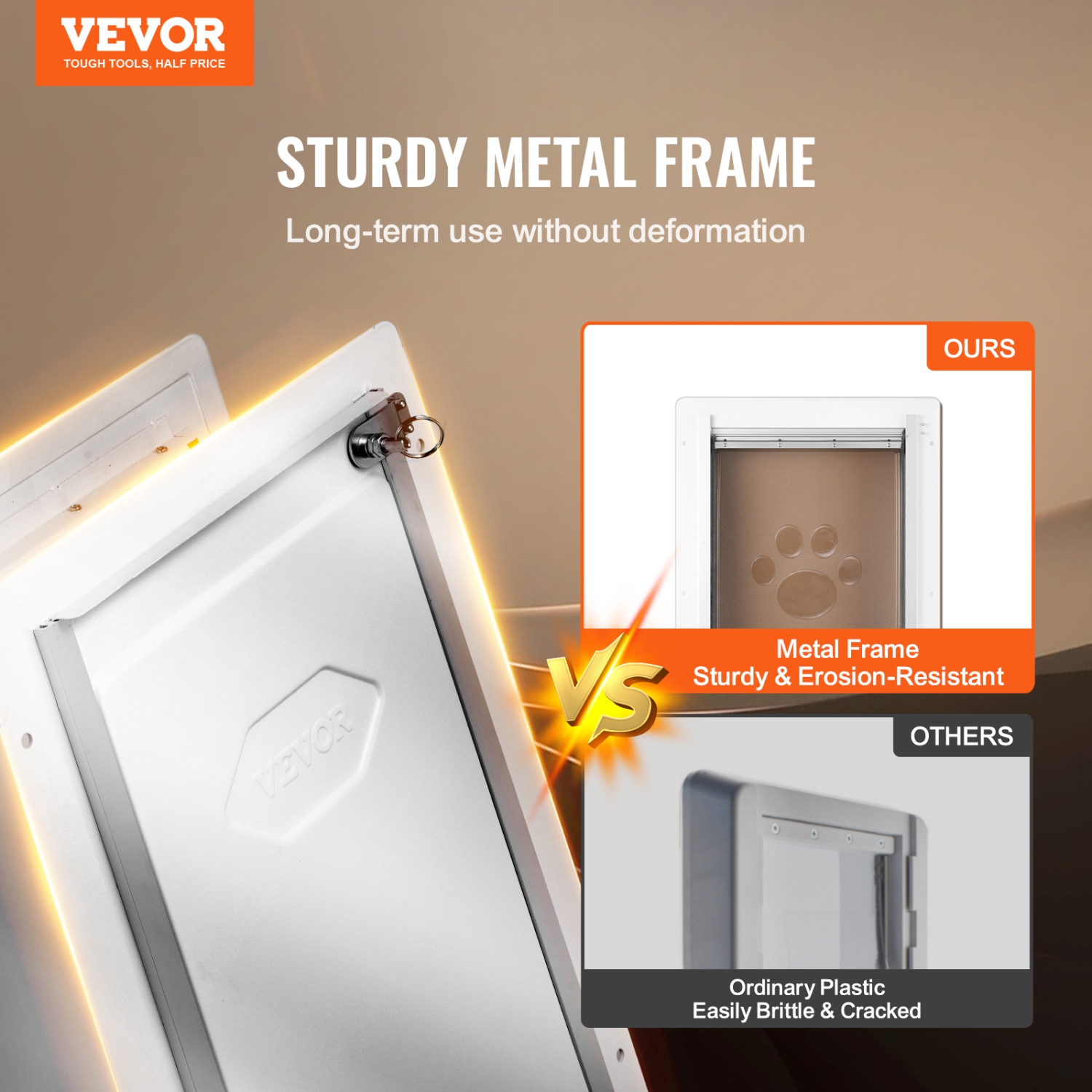 VEVOR 14.25" x 21.1" Pet Door, Metal&nbsp;Frame with Lock and&nbsp;3-Flap System, Weatherproof Doggy Door, Easy to Install, Pet Door Suitable for Cat