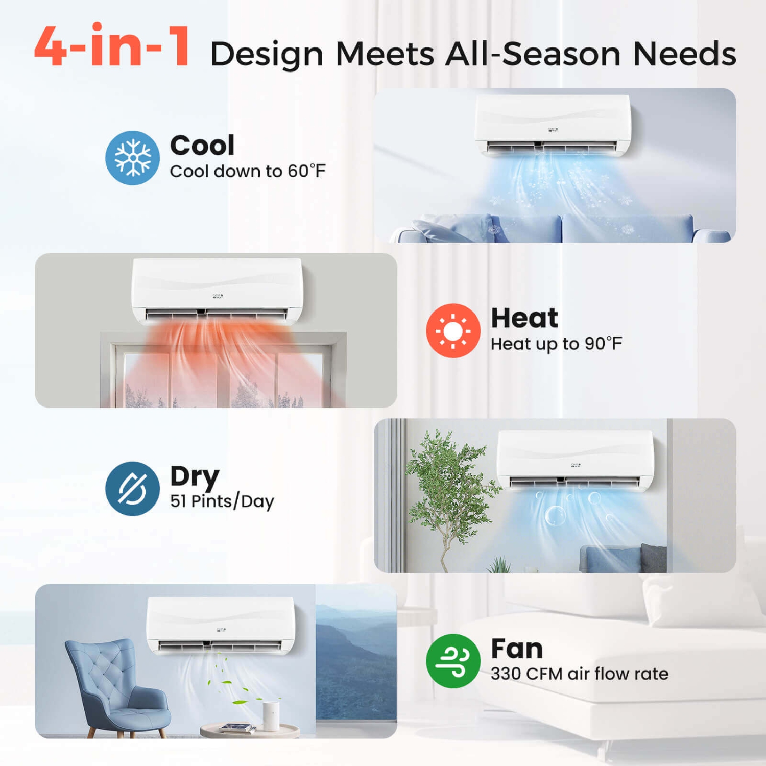 Costway 9000 BTU Mini Split Air Conditioner & Heater with 0.75 Ton Pre-Charged Heat Pump