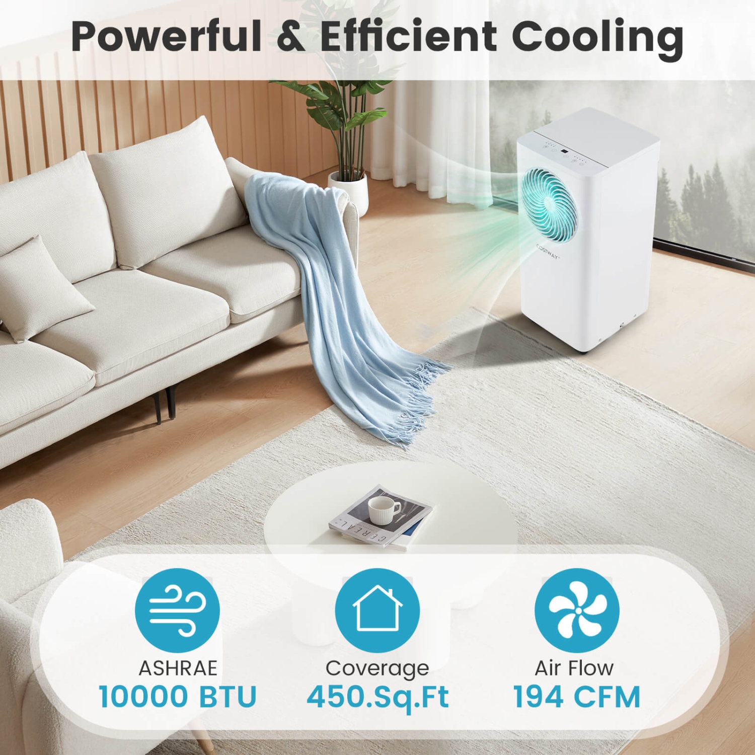 Costway 8200/10000 BTU Portable Air Conditioner 3-in-1 Floor AC Unit with Fan & Dehumidifier