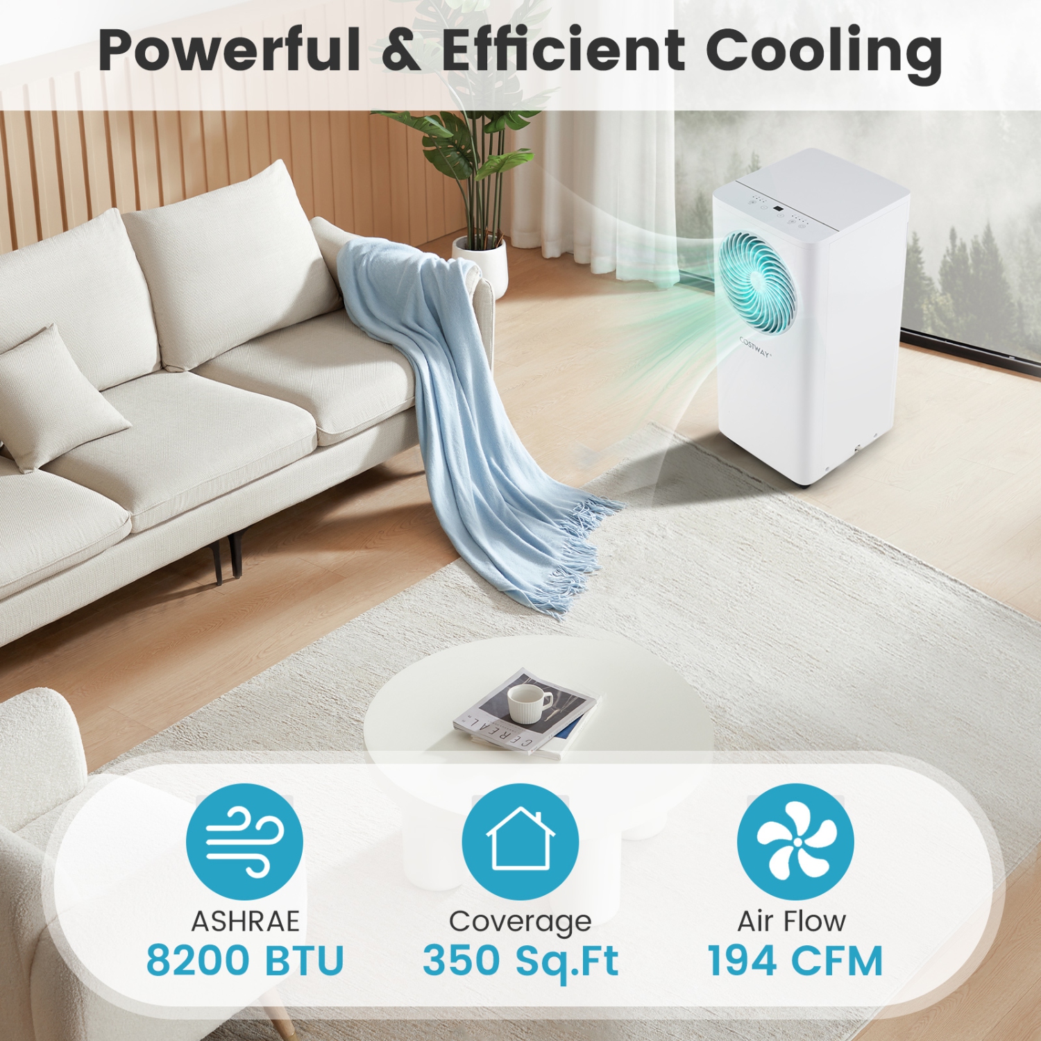 Costway 8200/10000 BTU Portable Air Conditioner 3-in-1 Floor AC Unit with Fan & Dehumidifier