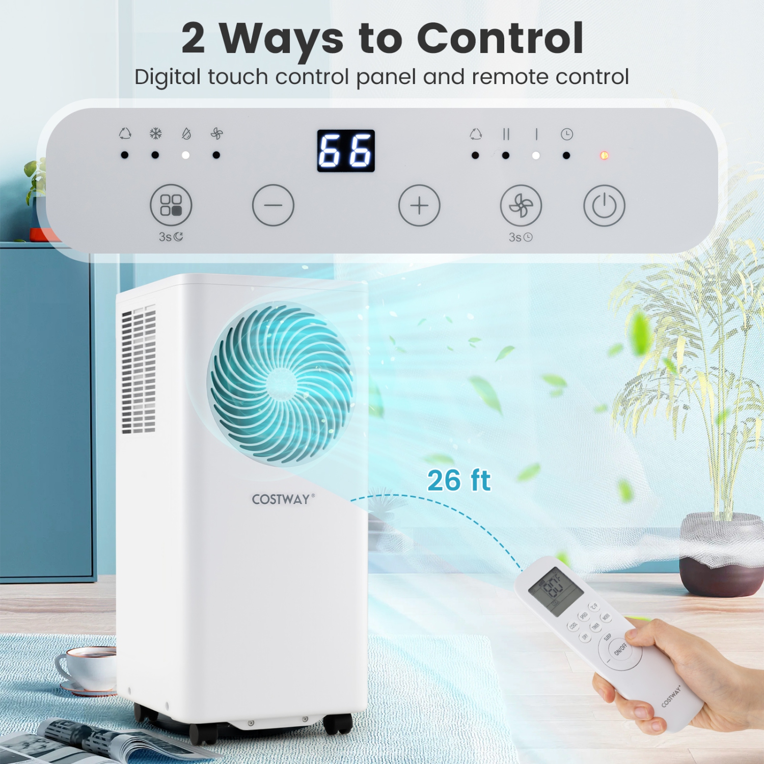 Costway 8200/10000 BTU Portable Air Conditioner 3-in-1 Floor AC Unit with Fan & Dehumidifier