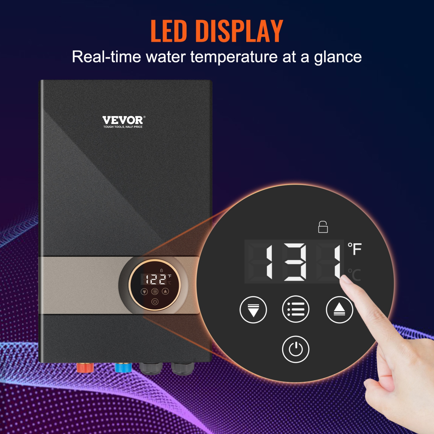 VEVOR 18kw Instant Water Heater, Electric Tankless Water Boiler, Digital Temperature Display & Easy Installation & 24-Hour Water Supply, For Kitchen