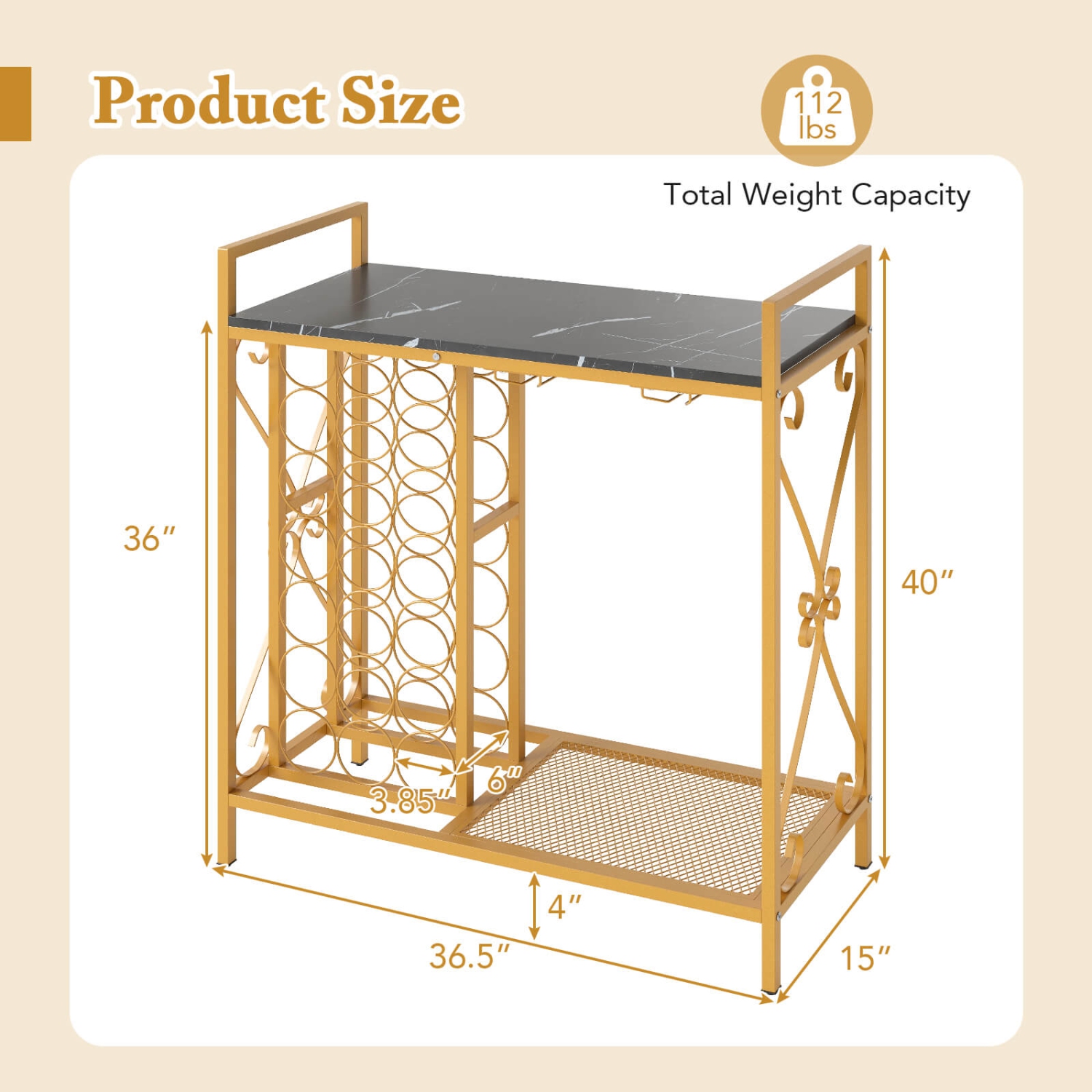Costway 21 Bottle Wine Rack Freestanding Floor Wine Bottle Organizer with Storage Shelf