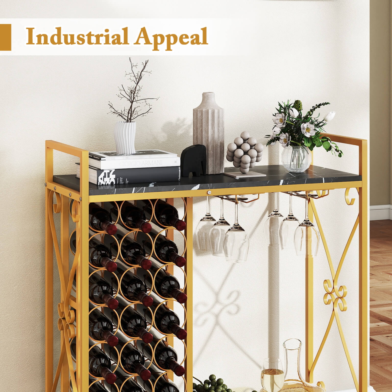 Costway 21 Bottle Wine Rack Freestanding Floor Wine Bottle Organizer with Storage Shelf