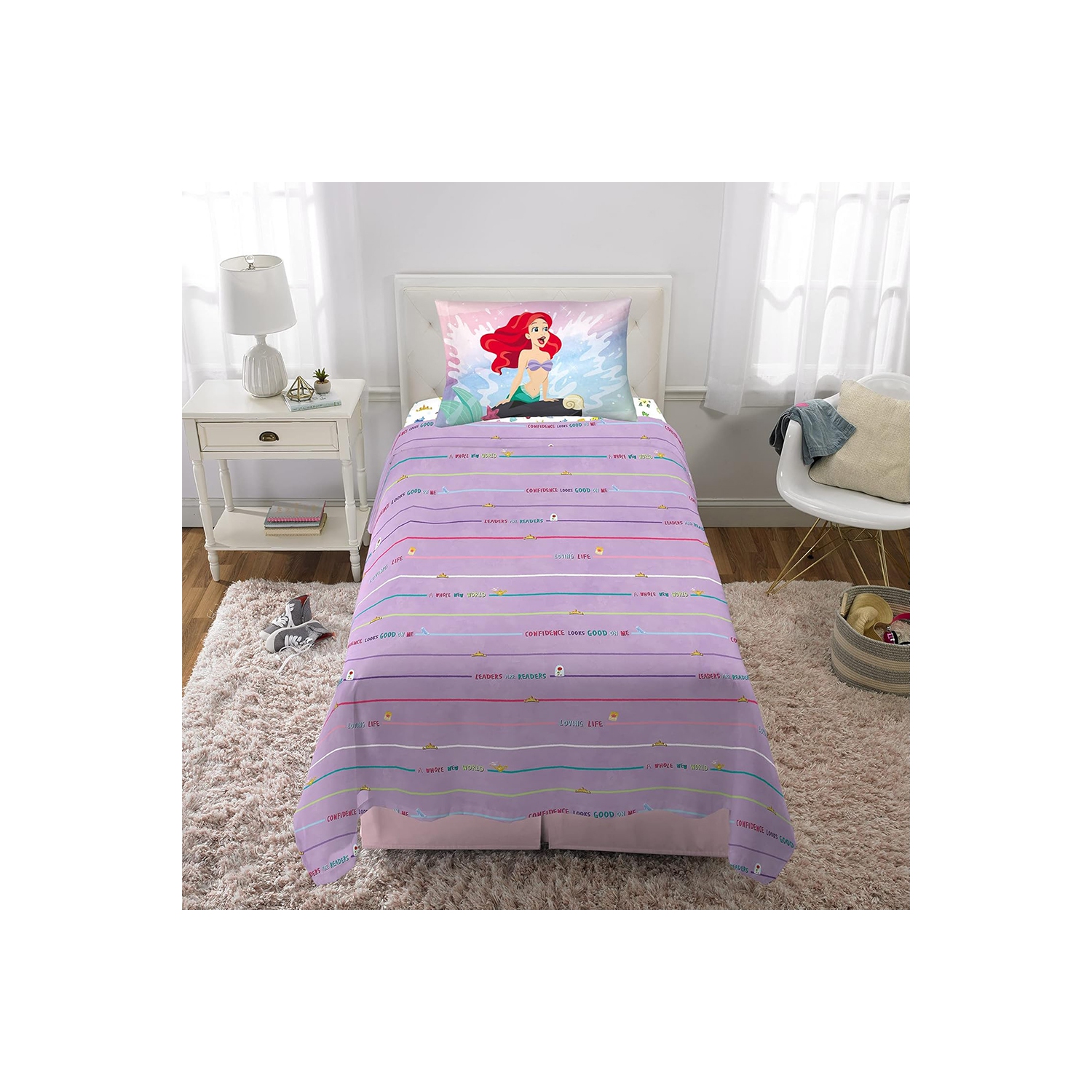 Princess 3-Pcs Twin Soft & Cozy Bedding Sheet Set for Kids - Pillowcase, Fitted Sheet, Flat Sheet