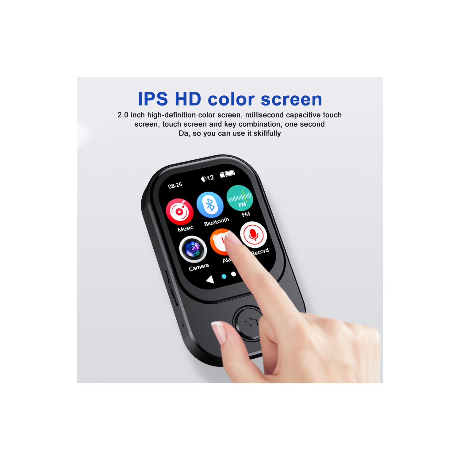 Bluetooth portatif MP4 Écran tactile MP3 Lecteur de musique haute fidélité Prise en charge de la radio FM 64&nbsp;Go