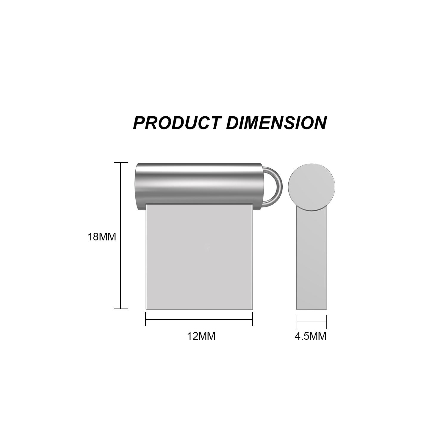 Clé USB de voiture, clé USB mini-métal haute vitesse, USB 2.0 sans perte de musique, clé USB 64G flash, gris