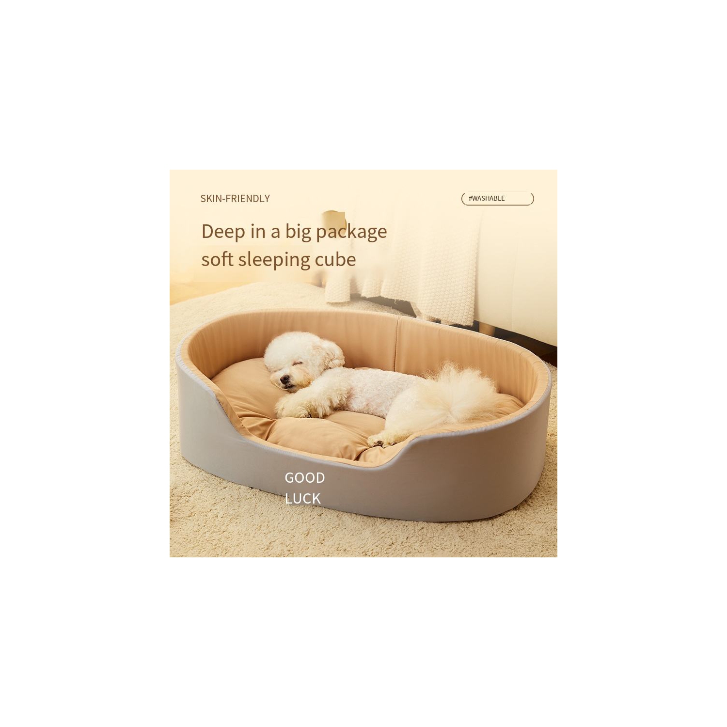 New dog bed for all seasons, cat bed, washable, dog mat, dog bed, sleeping mat for small and medium dogs, pet supplies, gray brown, M