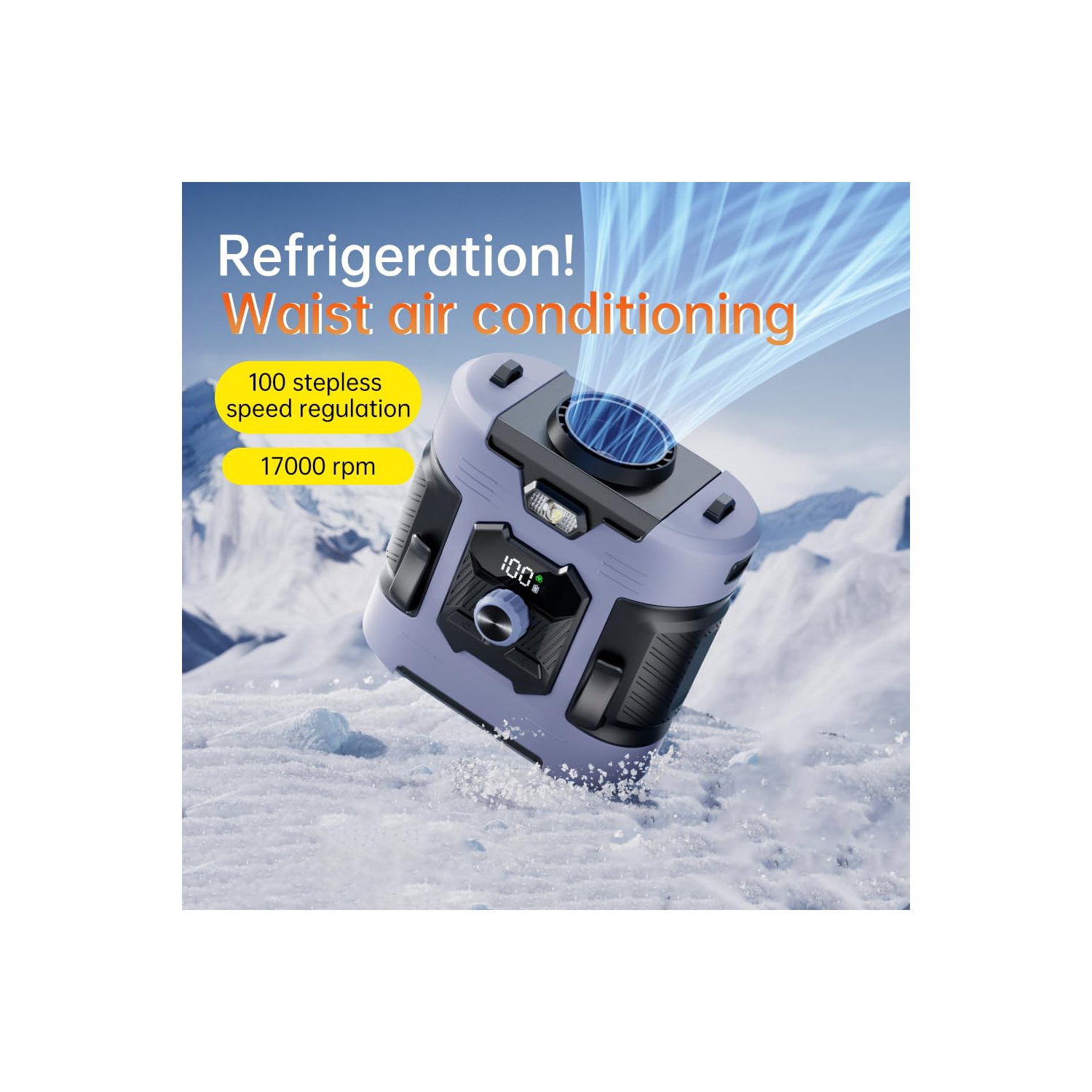 Wearable Cooler Fan, 8000mAh Waist Clip Portable Personal Body Fan - Powerful Upto 24H Cooling and Heatstroke Prevention