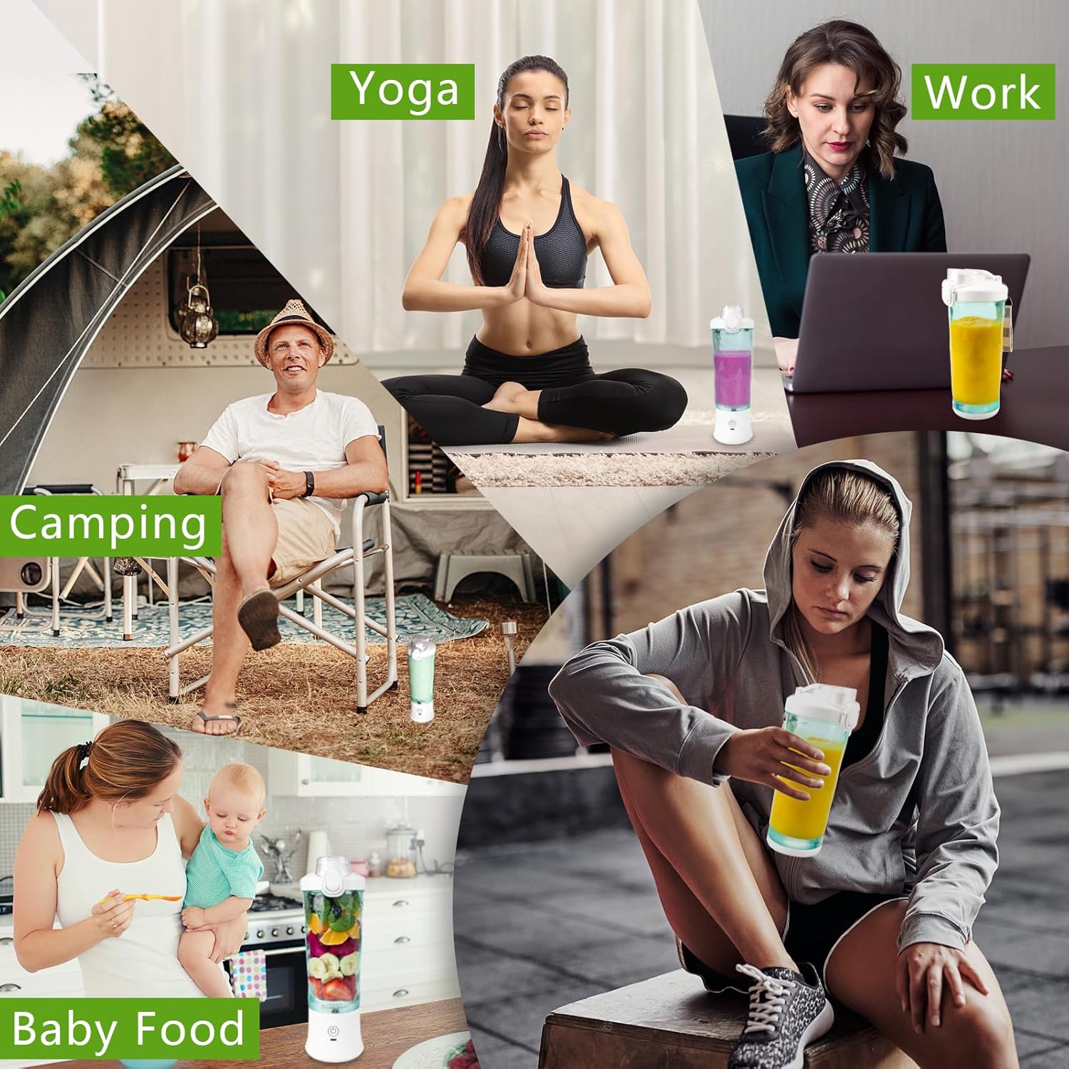 Smoothie Blender,Personal Blenders for Shakes & Smoothies with 6 Blades,600ML Portable Rechargeable Blender,Mini Blender for Home Gym Travel