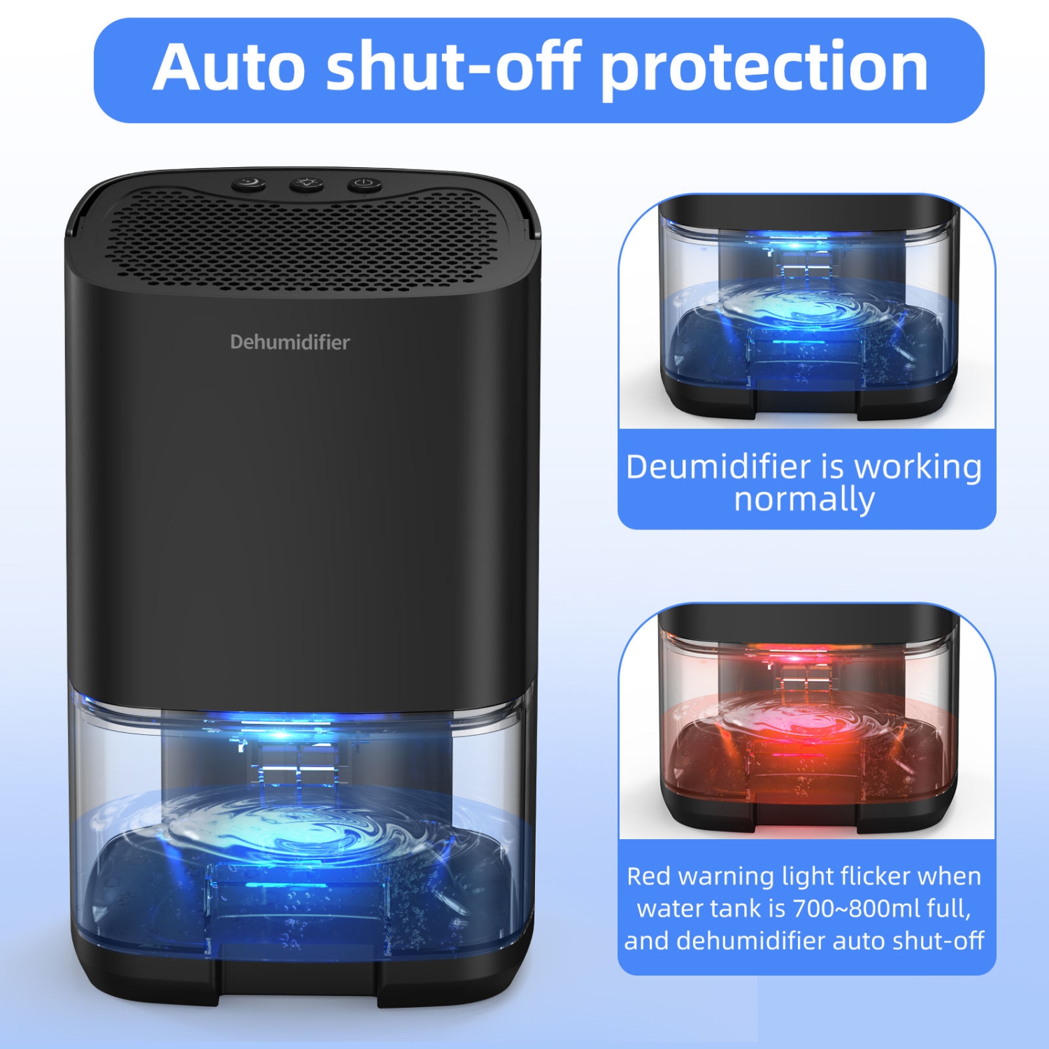 Dehumidifiers for Home 35OZ Small Dehumidifier for Bedroom with 7 LED Lights, Quiet & Auto Shut off Dehumidifier for Bathroom Basement Closet