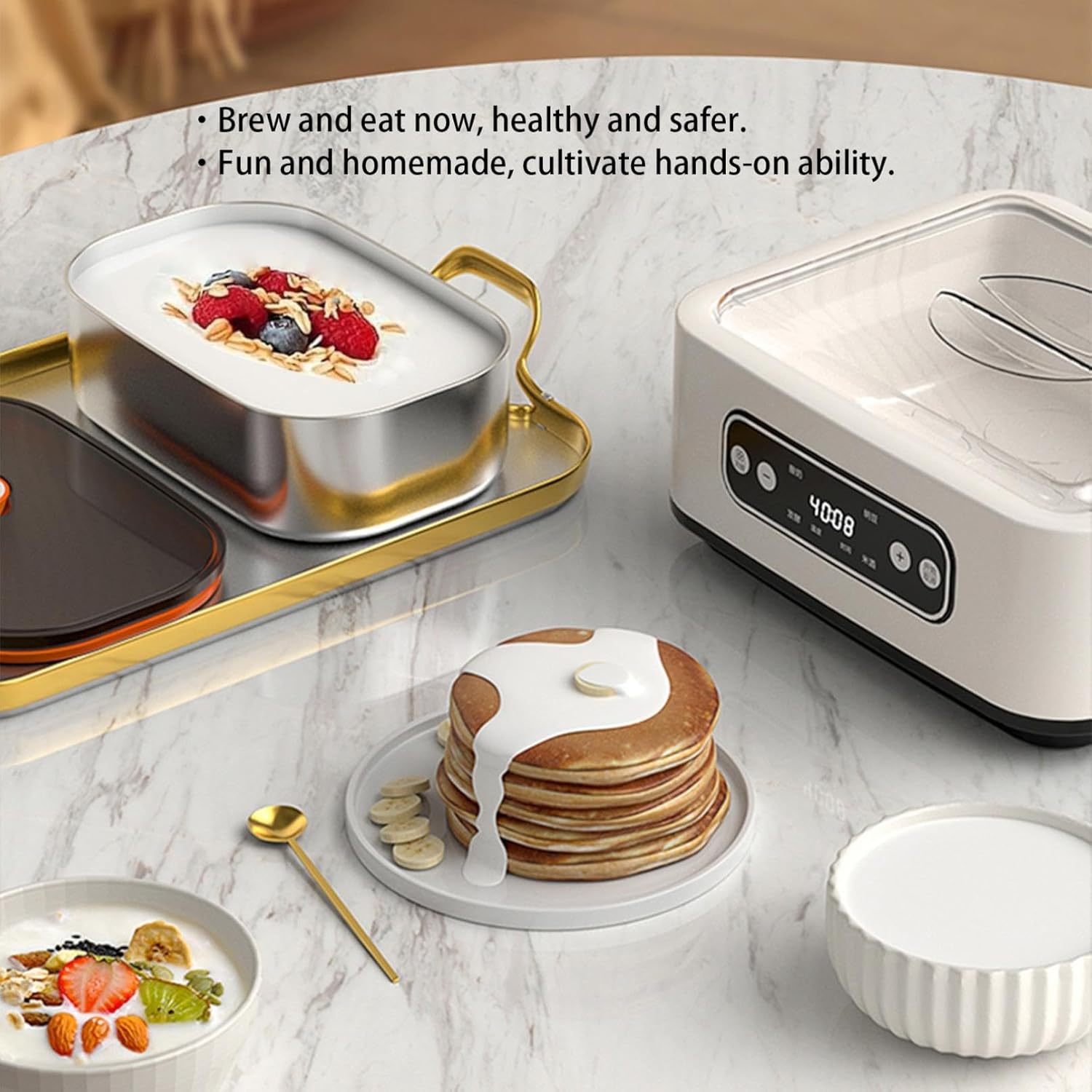 Yogourtière Probiotic, yaourtière 1600 ml avec réglage de la durée et de la température, yaourtière multifonction pour usage domestique