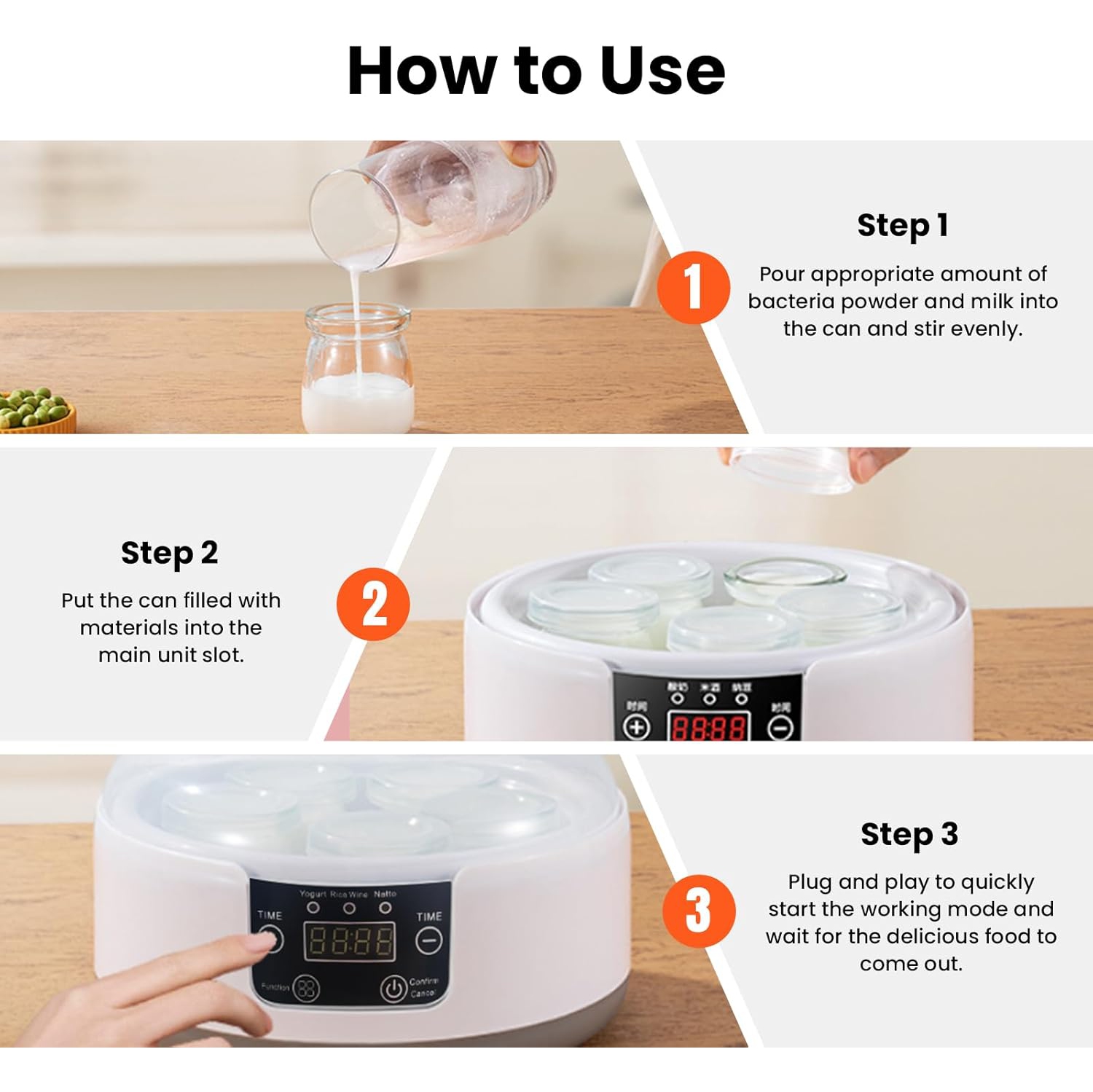 Yogurt Maker with Adjustable Time Control,Automatic Digital Yogurt Maker Machine with 5 Jars & Stainless Steel Inner Pot,Small Yogurt Machine for Home