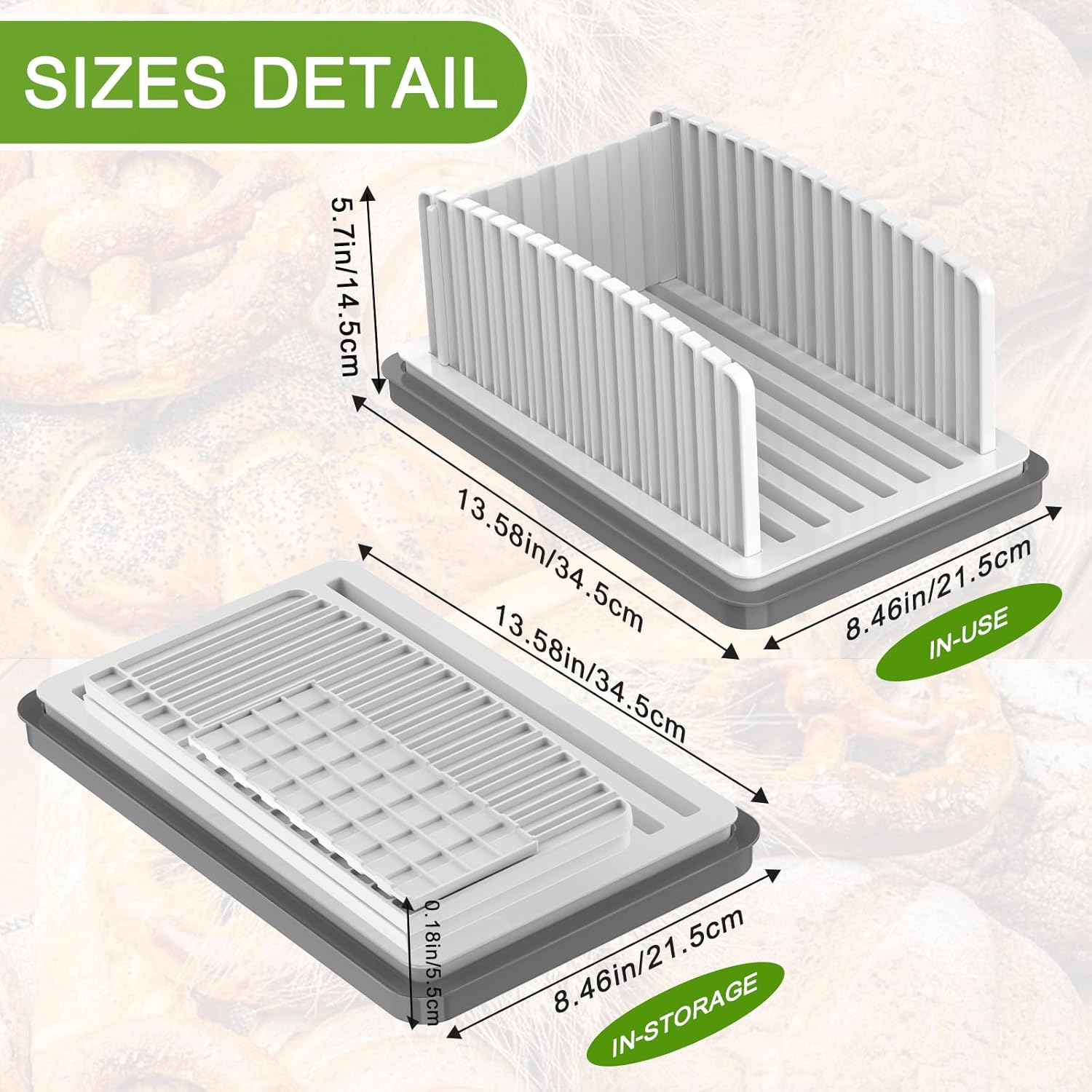 Bread Slicer for Homemade Bread,Adjustable Bread Slicer with Crumb Tray,Bread Loaf Slicing for Kitchen Sourdough Bread Bagels,Sandwich Cutter