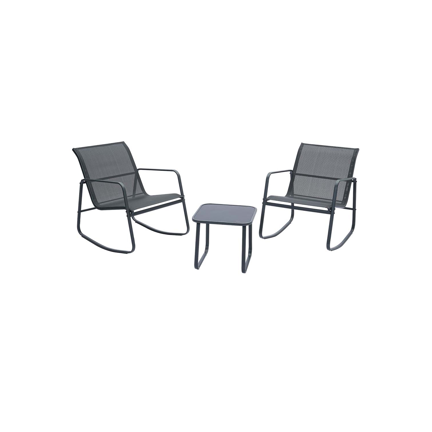 Ainfox 3 Piece Patio Outdoor Furniture Set, Textilene Fabric Patio Conversation Bistro Set with Rocking Bistro Chairs and Table