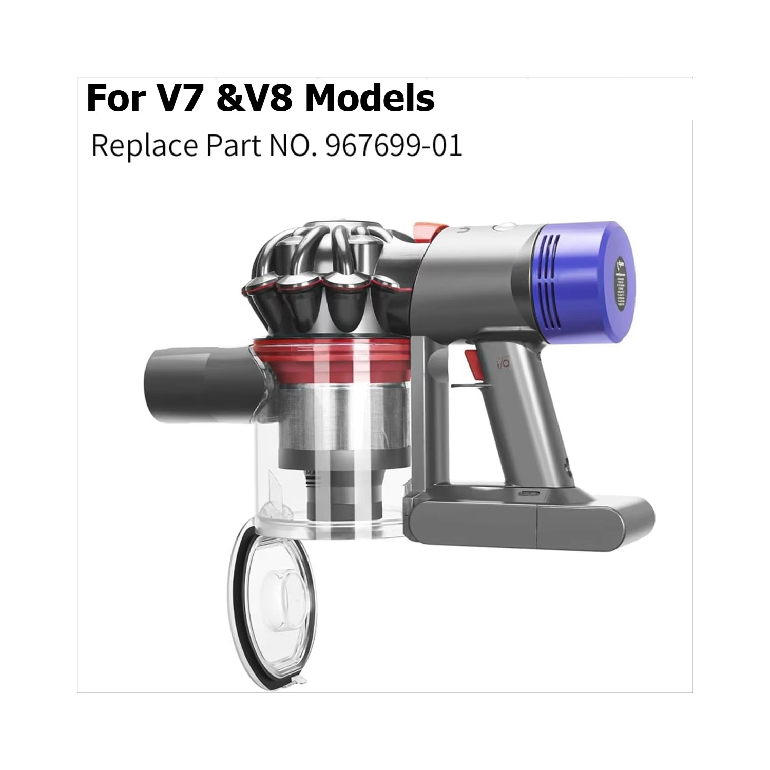 Replacement Dust Bin for Dyson V7 V8 Parts Canister Vacuum Attachments Dust Bucket Container Trash Can Dirt Cup for Dyson V8, Dustbin Part