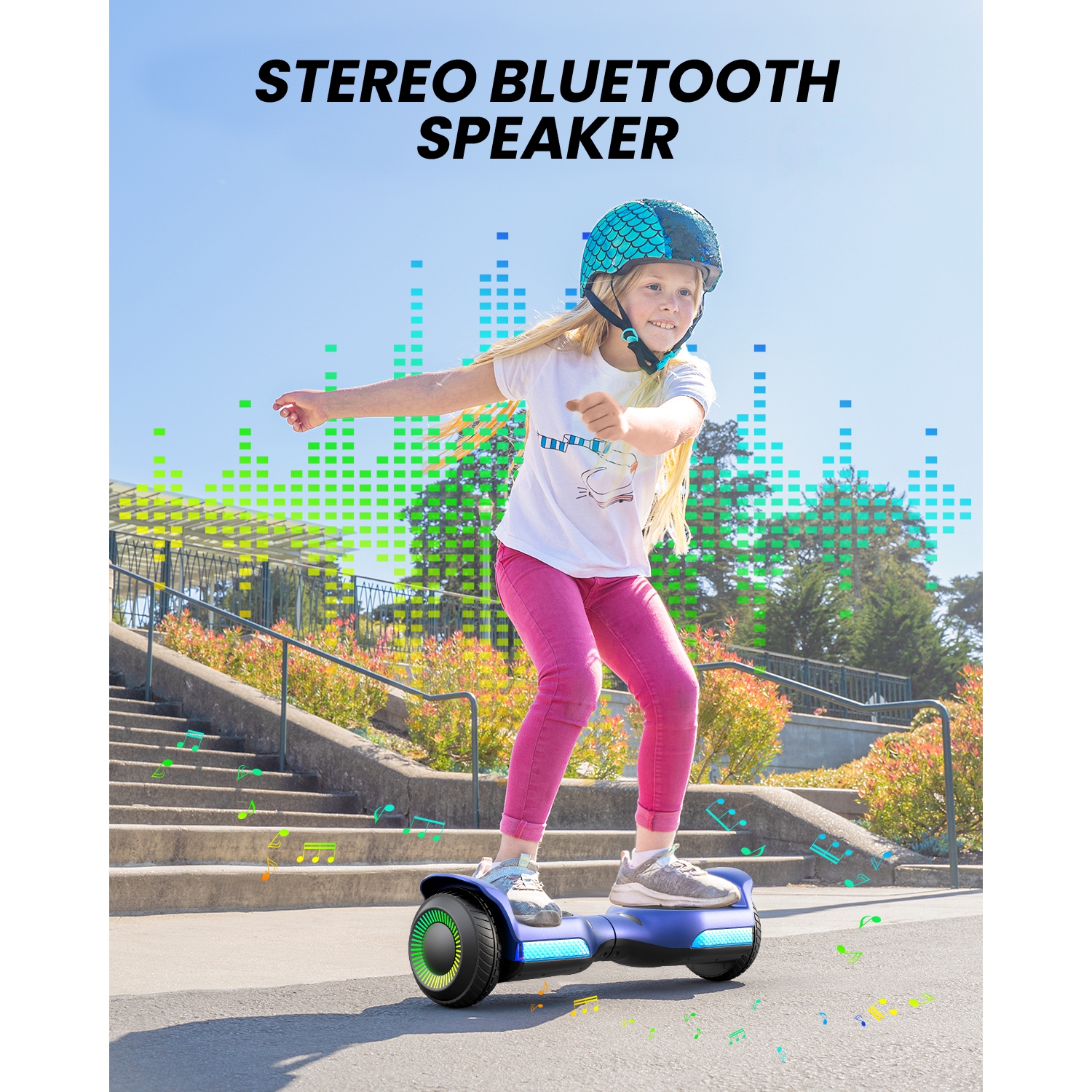 MIHOVER G13 6.5''Self Balancing Hoverboard -All Terrain Hoverboard for Kids w/ LED Light&Bluetooth Speaker,Top 7.75mph & 7.75 Miles Max Distance,Max