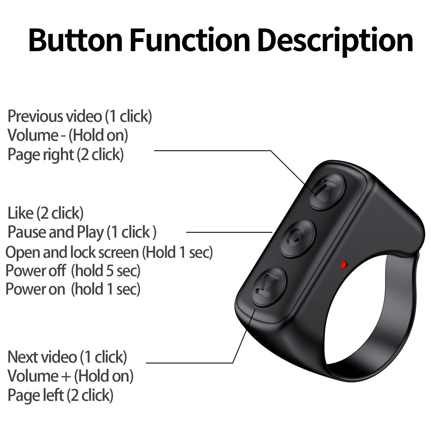 TikTok Remote Control Bluetooth Shutter Remote Control Ring Suitable for Android and Apple Phones