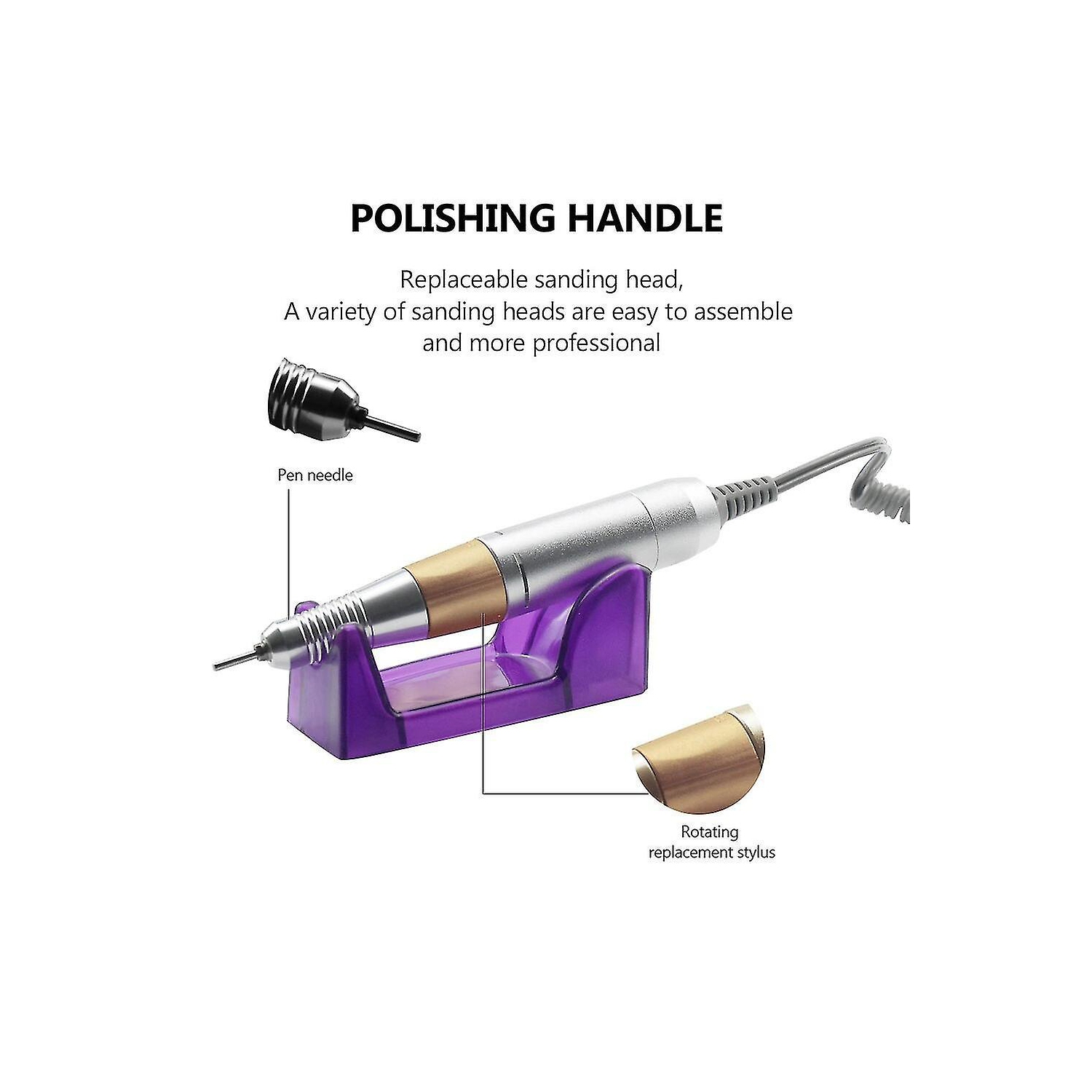 Polisseur à ongles, ensemble de lime à ongles électrique portative de 35 000 tr/min pour manucure de pédicure