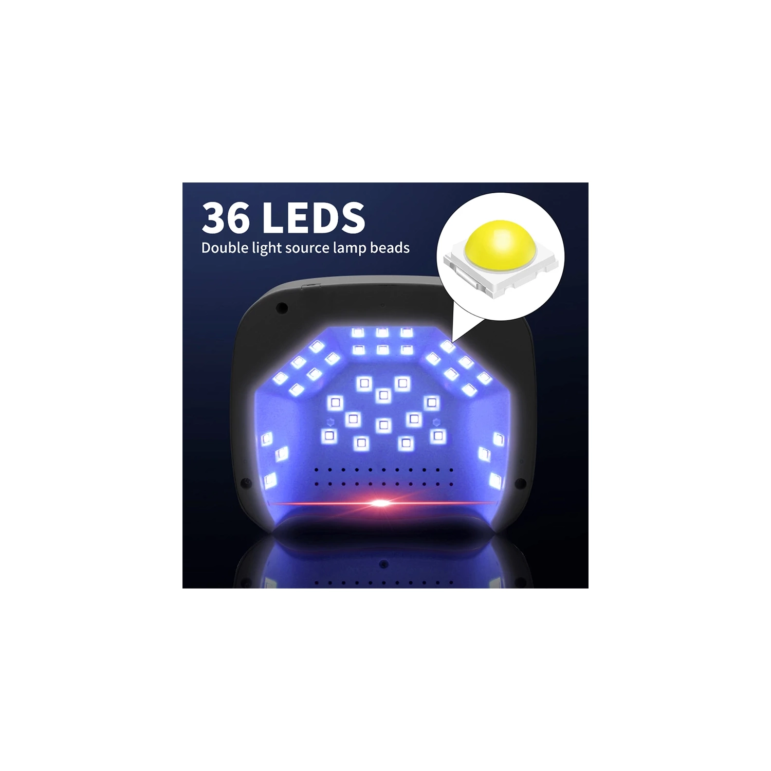 108&nbsp;W – Lampe à ongles portative, recharge USB 36 UV/LED, machine de photothérapie à double source de lumière