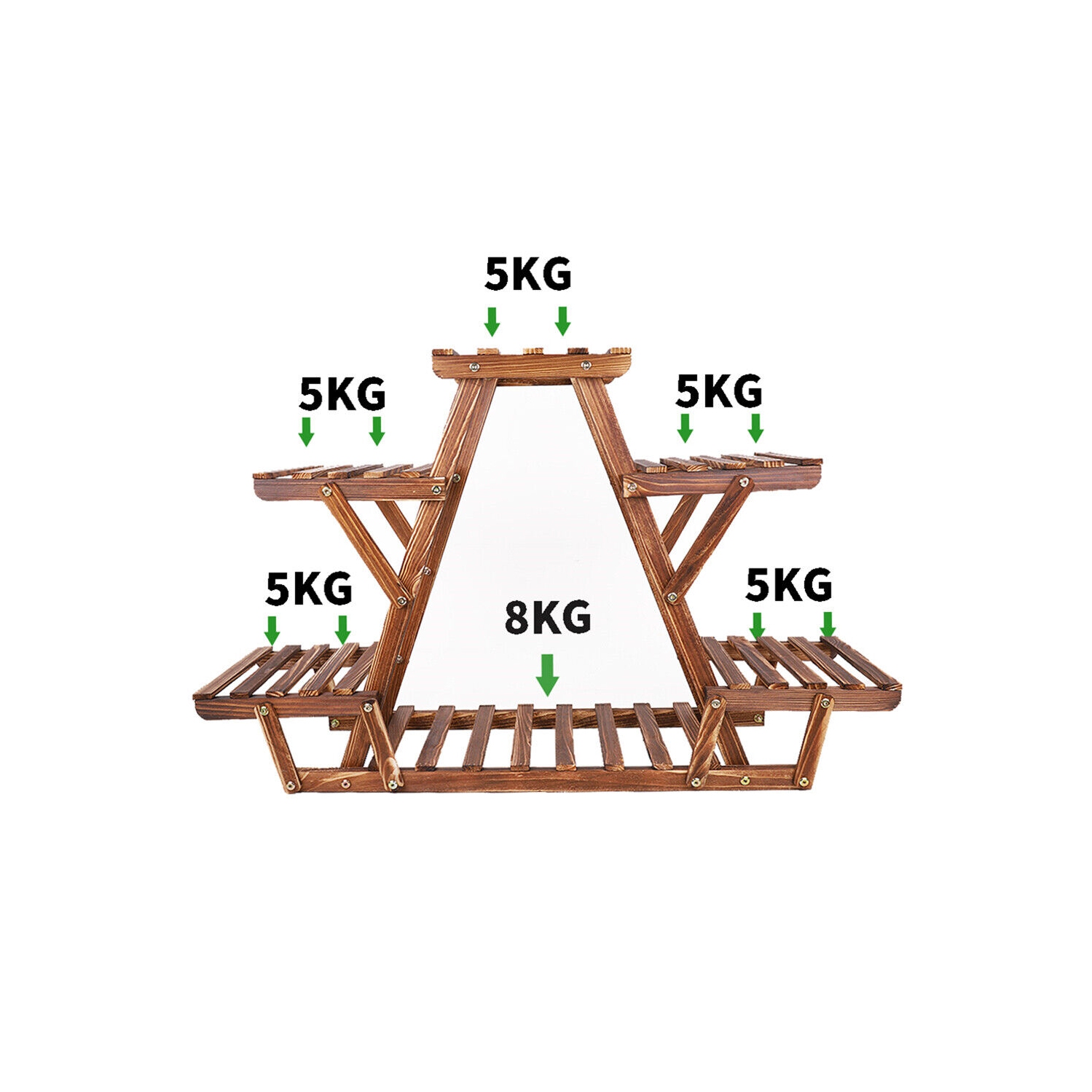 Support à plantes triangulaire en bois UNHO Support de rangement à plusieurs niveaux pour porte-fleurs 6 pots pour le salon intérieur extérieur