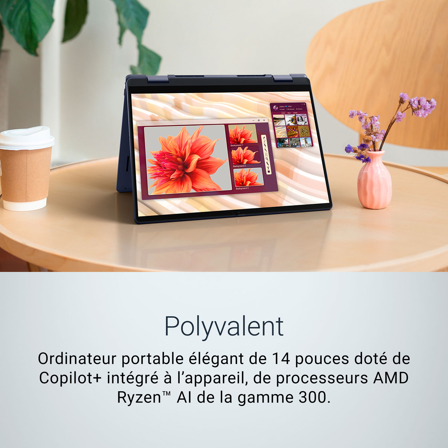 Portable Copilot+ PC à écran tactile 2-en-1 Plus de 14 po de Dell - Bleu minuit