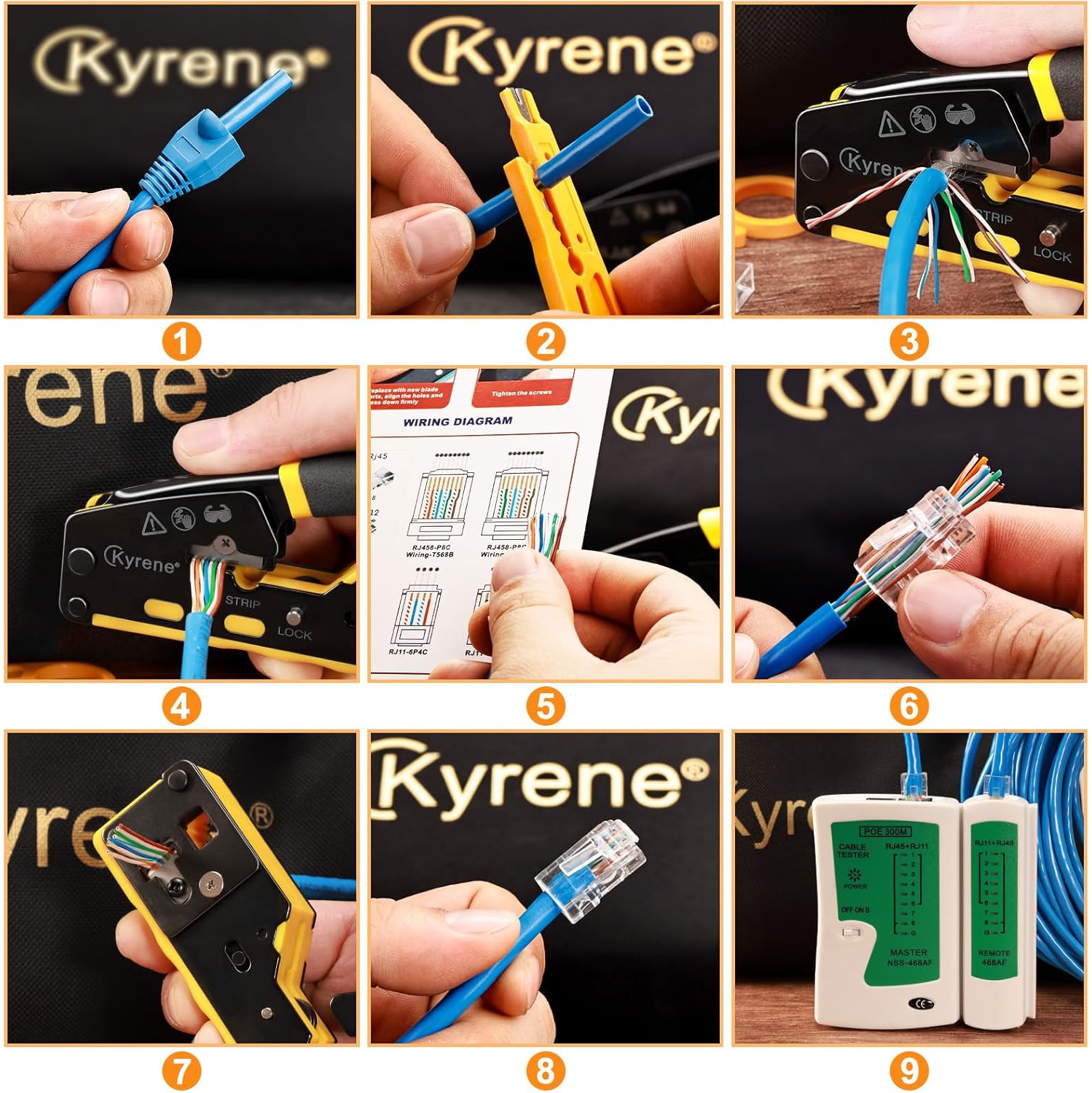 Trousse d'outils à sertir RJ45 RJ45 de Kyrene pour sertir Cat5 Cat5e Cat6