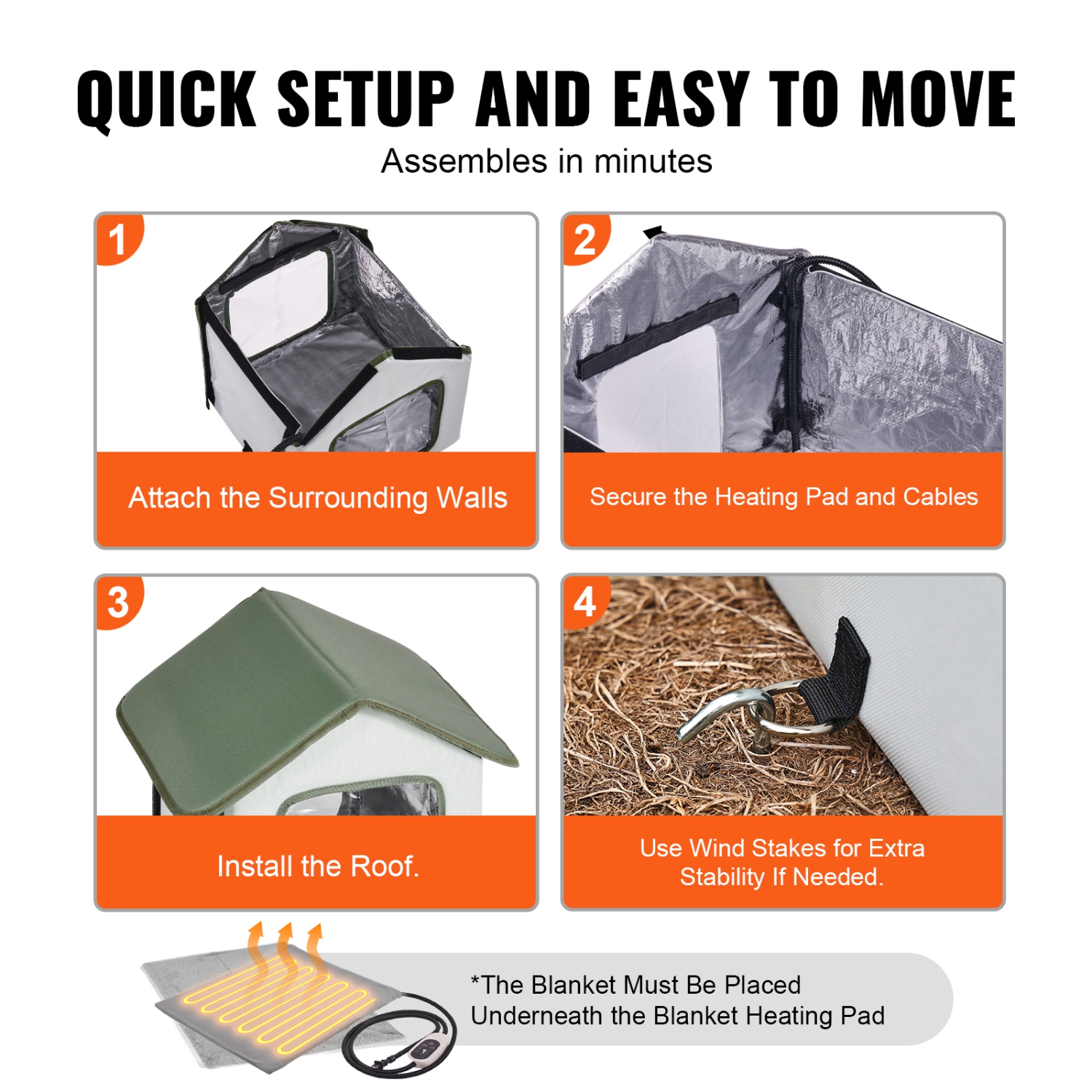 VEVOR 600D Oxford Cloth Elevated Heated Cat House, Outdoor Kitty Shelter with Timer, Foldable Cat Shelter with Heated Pad for Winter to Stay Warm and