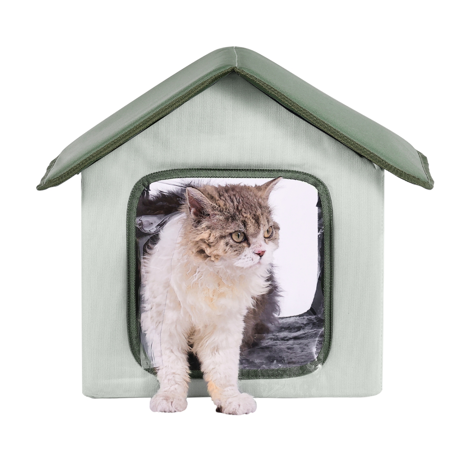 VEVOR 600D Oxford Cloth Elevated Heated Cat House, Outdoor Kitty Shelter with Timer, Foldable Cat Shelter with Heated Pad for Winter to Stay Warm and