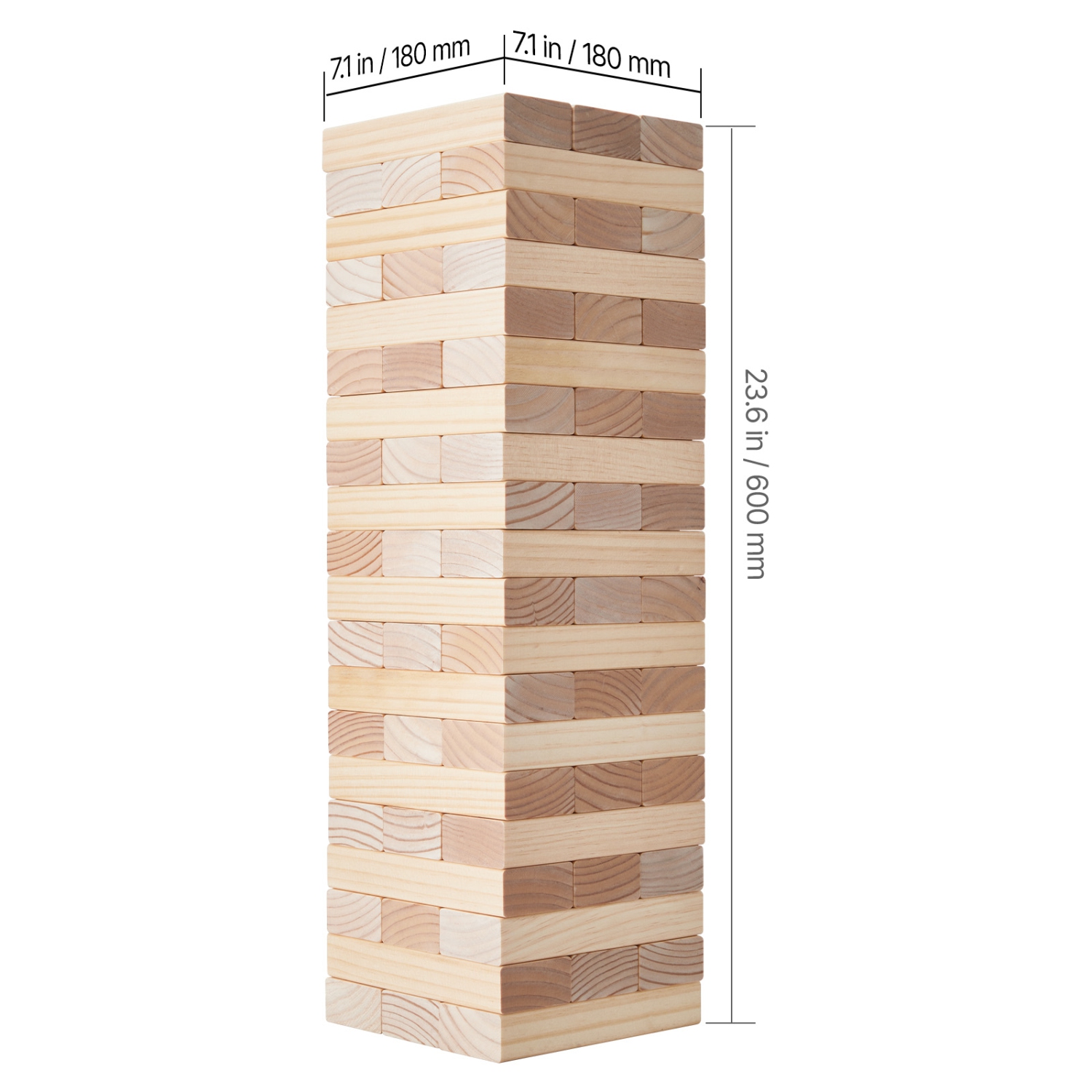 VEVOR 60 Blocks Tumbling Timber Toy, Giant Tumble Tower Blocks Game, Pine Wood Tumbling Tower Game with Carry Bag and Scoreboard, Wooden Stacking