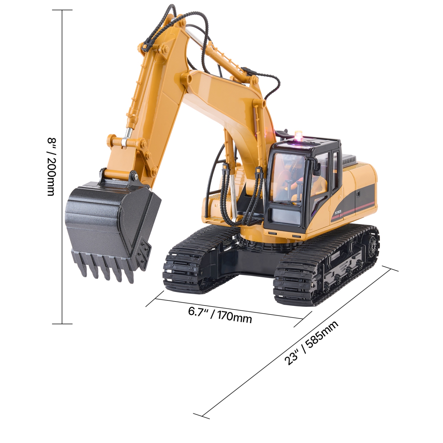 VEVOR 15 Channel Remote Control Excavator Toy, , 3 in 1, with Metal Shovel, 1:14 Scale RC Excavator with Light & Sound, Full Functional Construction