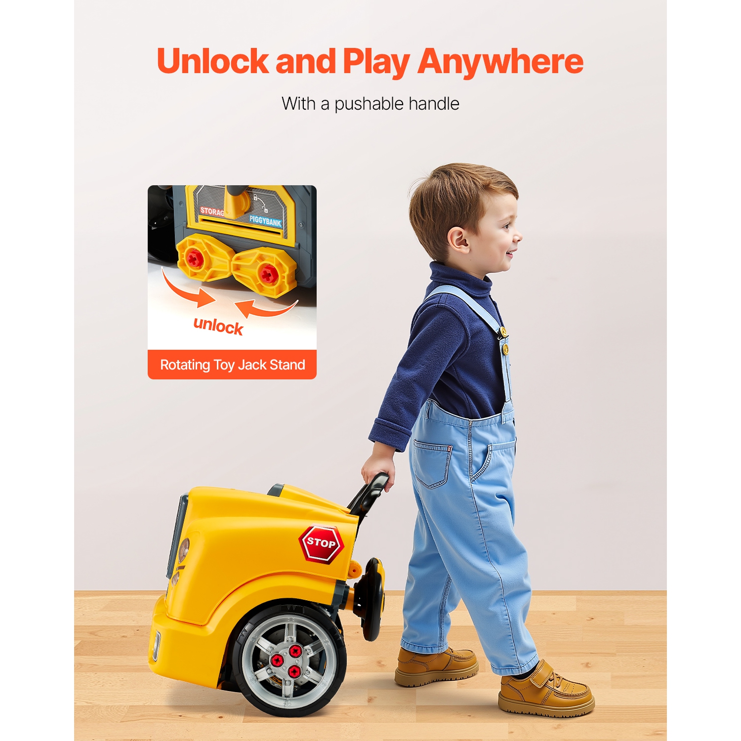 VEVOR 60 Pieces Engine Toy,Kids Mechanic Car Repair Set with Removable Parts,Lights and Sounds,Steering Wheel and Horn,Mechanic Workshop Set for