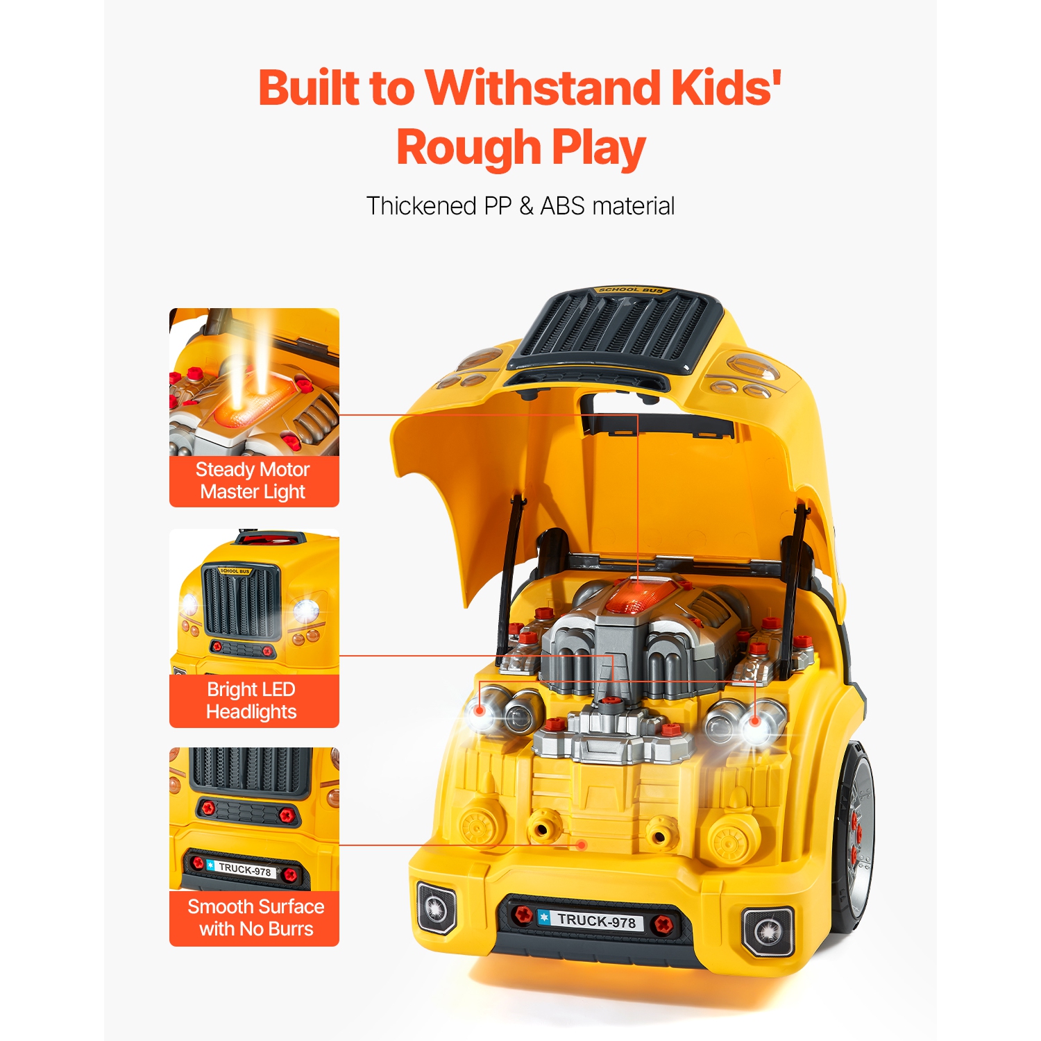 VEVOR 60 Pieces Engine Toy,Kids Mechanic Car Repair Set with Removable Parts,Lights and Sounds,Steering Wheel and Horn,Mechanic Workshop Set for