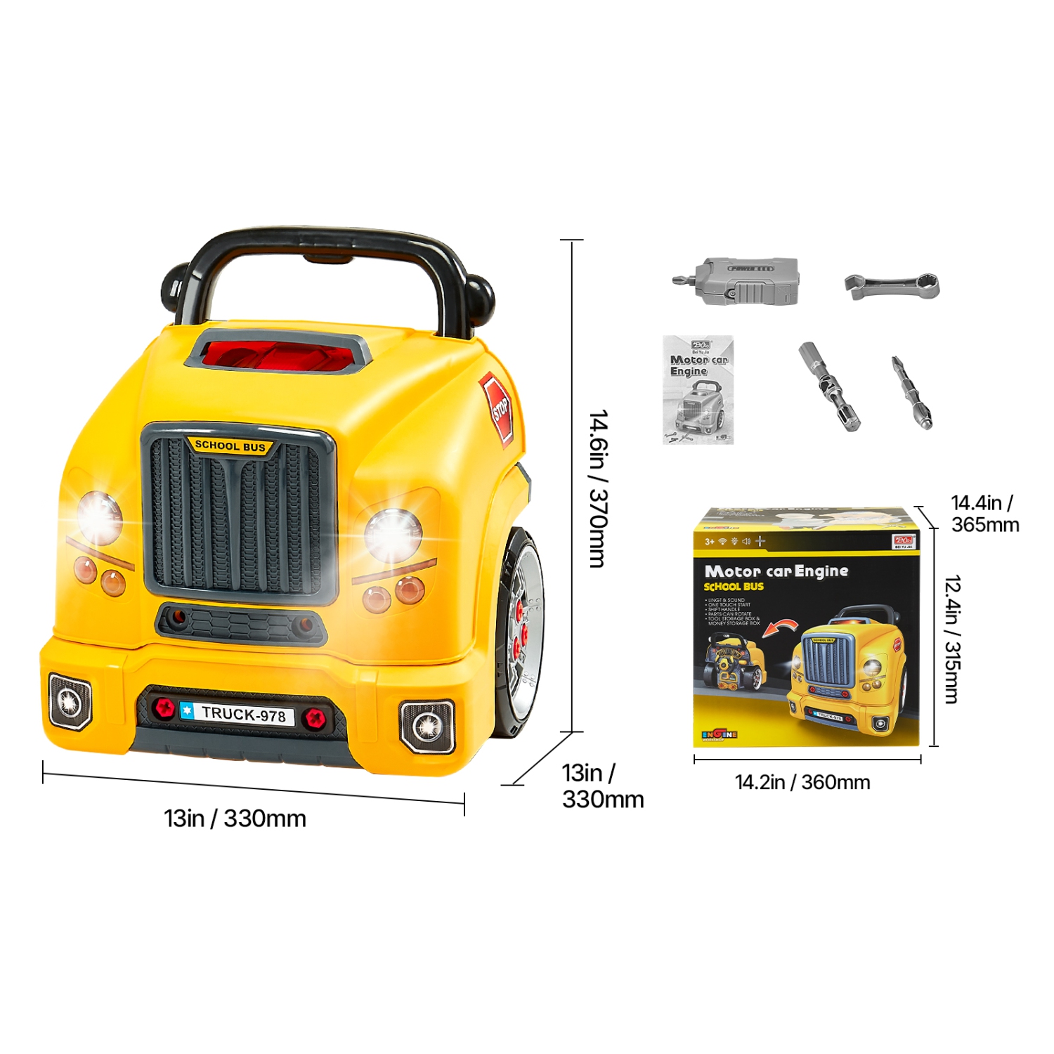 VEVOR 60 Pieces Engine Toy,Kids Mechanic Car Repair Set with Removable Parts,Lights and Sounds,Steering Wheel and Horn,Mechanic Workshop Set for