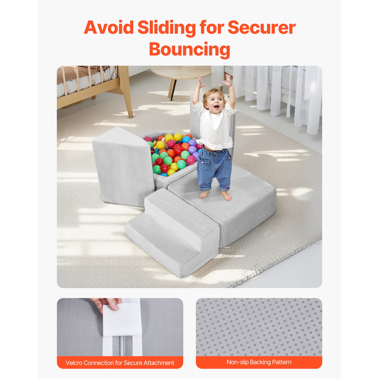 VEVOR 5-Piece Set Foam Climbing Toys,for Toddlers 6 Months to 3 Years,Baby Climbing Blocks with Ball Pit, Indoor Climb and Crawl Activity Playset for