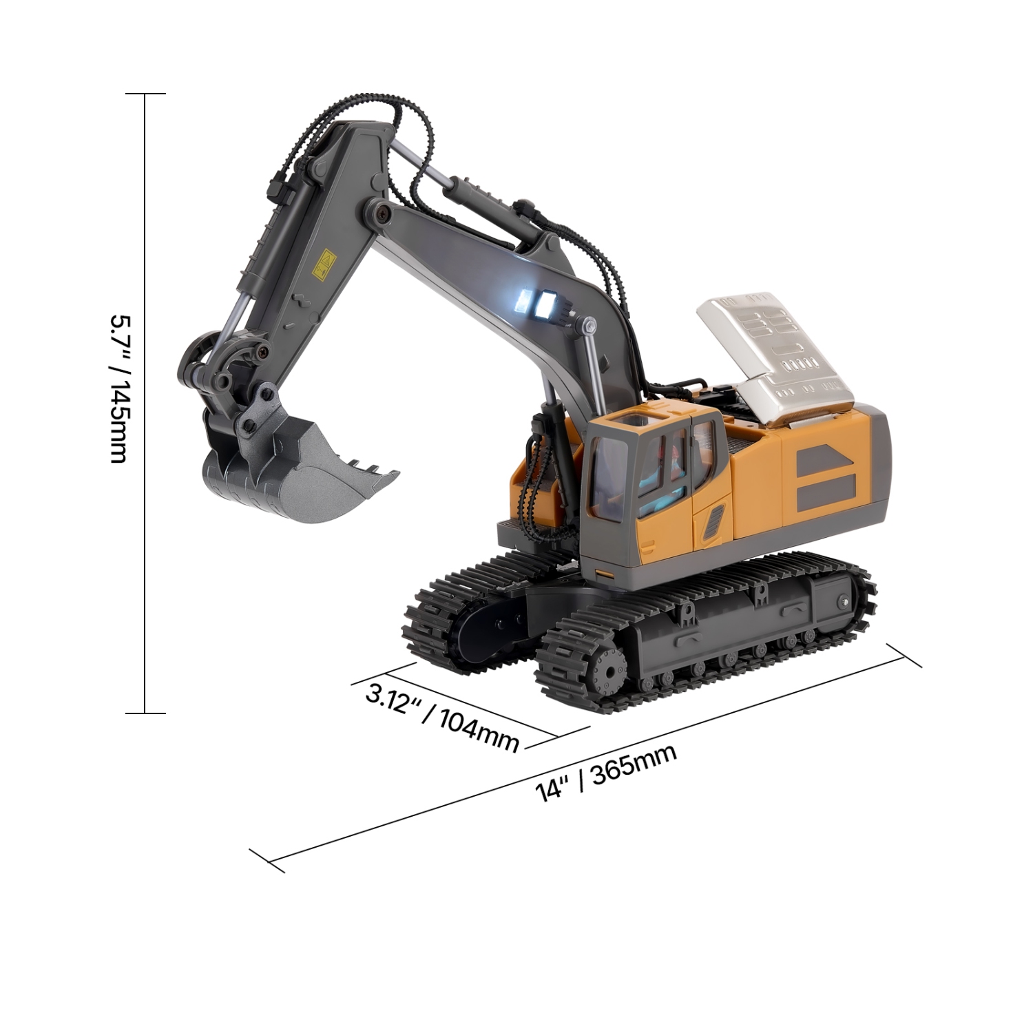 VEVOR 11 Channel Remote Control Excavator Toy, 1:20 Scale, RC Excavator with Lights & Sounds, Full Functional Construction Vehicles for Kids, 2