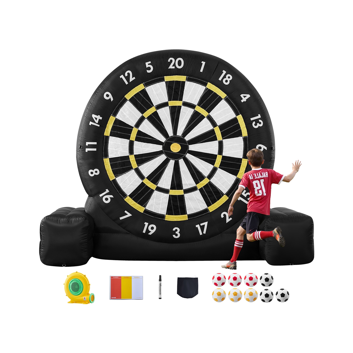 VEVOR 2-Minutes Setup 10 ft High Giant Inflatable Soccer Dart Board with 9 Kick Balls & Air Pump, Storage Bag for Easy Carrying, for Giant Yard