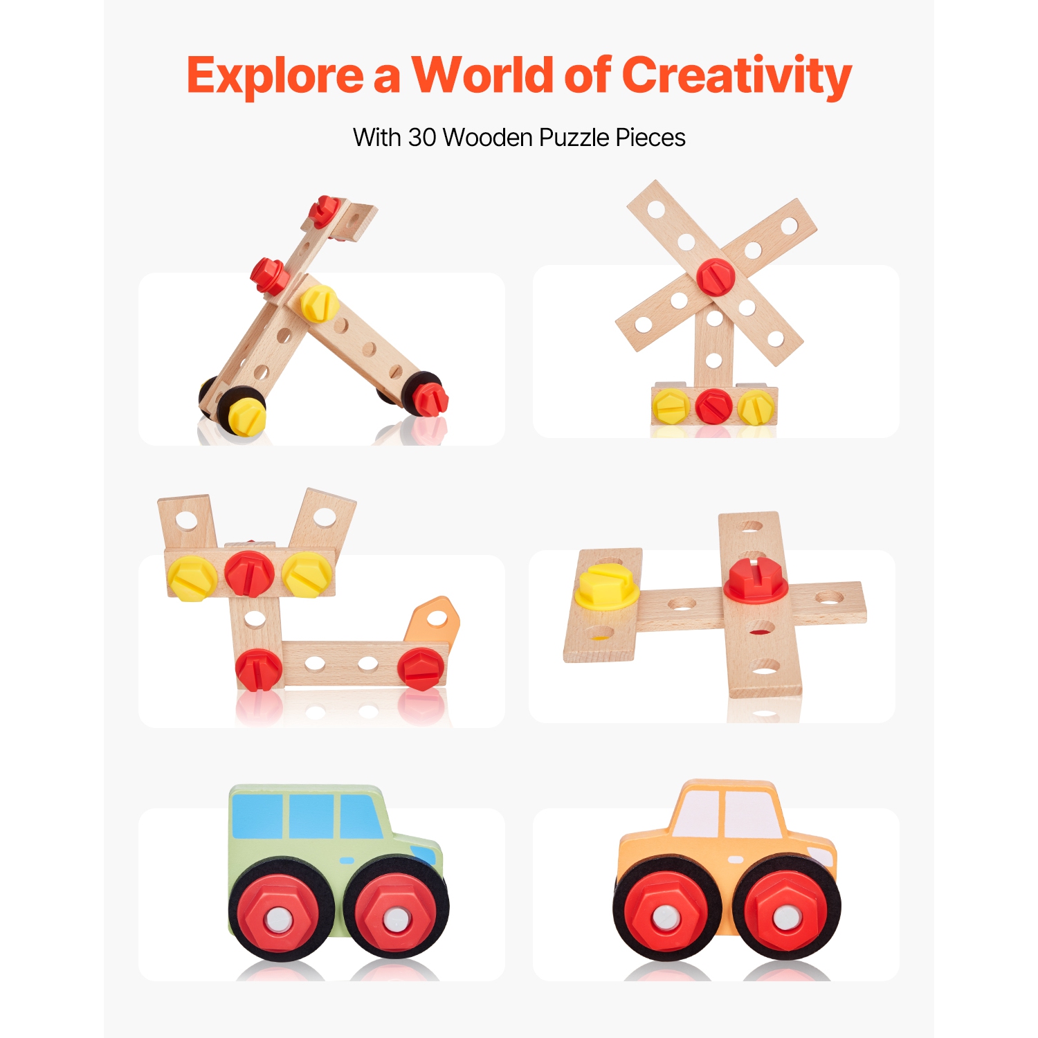 VEVOR 62 pcs Wooden Tool Bench for Kids 3 Years and Up, Toddler Toy Workbench with Realistic Tools, Building Toy Set Creative & Educational