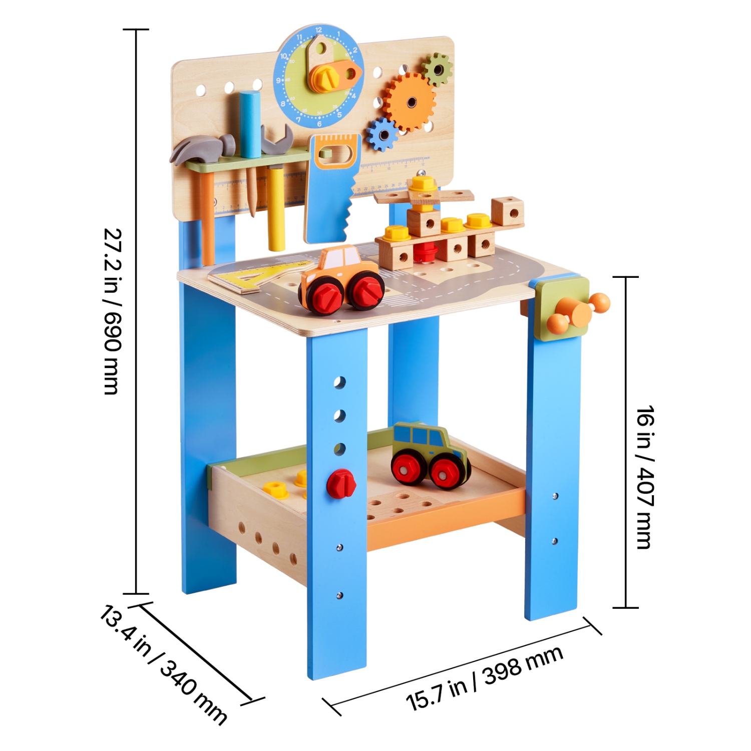 VEVOR 62 pcs Wooden Tool Bench for Kids 3 Years and Up, Toddler Toy Workbench with Realistic Tools, Building Toy Set Creative & Educational