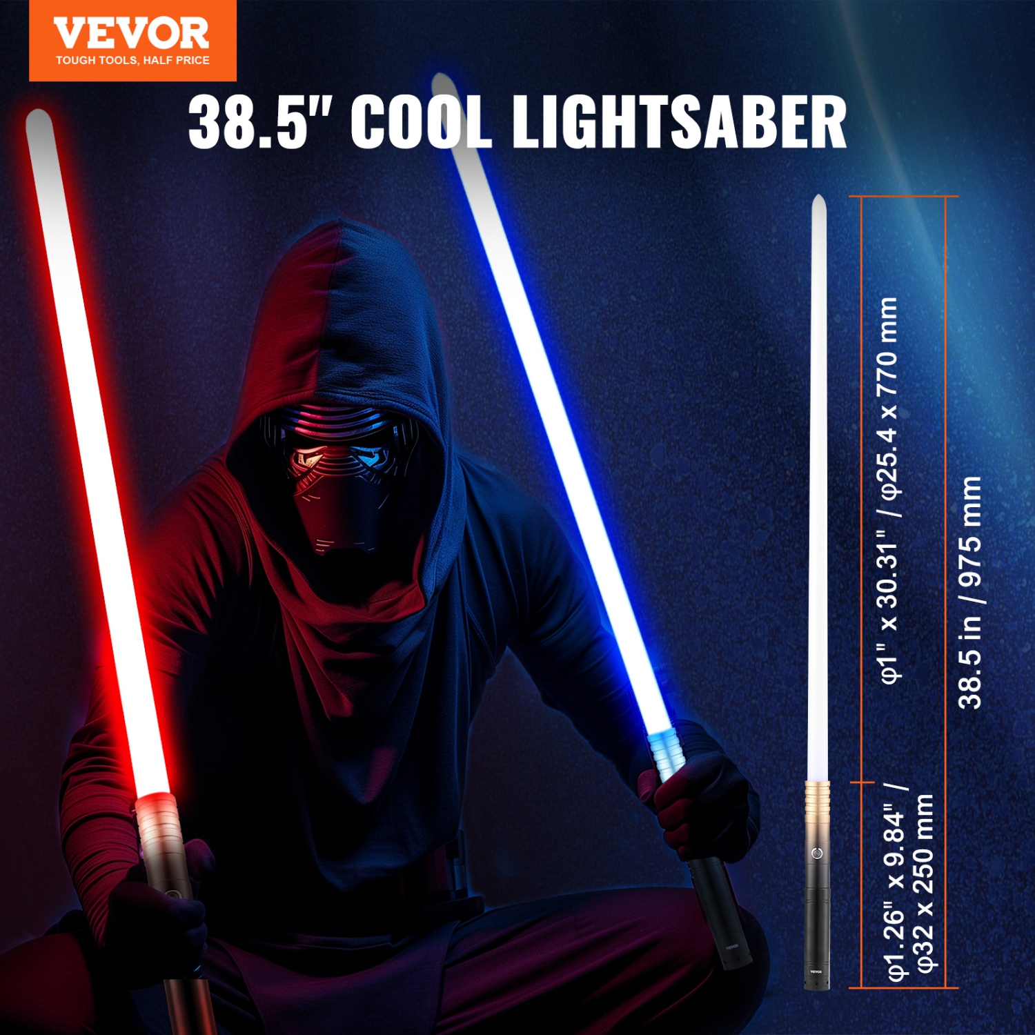 VEVOR 2 Pack Dueling Light Saber with 12 RGB Colors, 4 Sound Modes and Realistic Handle, Rechargeable Swords Saber for Adults and Kids, Christmas