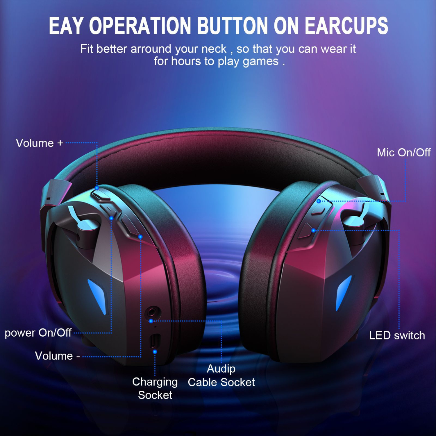 Casque de jeu sans fil avec micro amovible à suppression du bruit pour PC PS5 Tablette Mac Switch