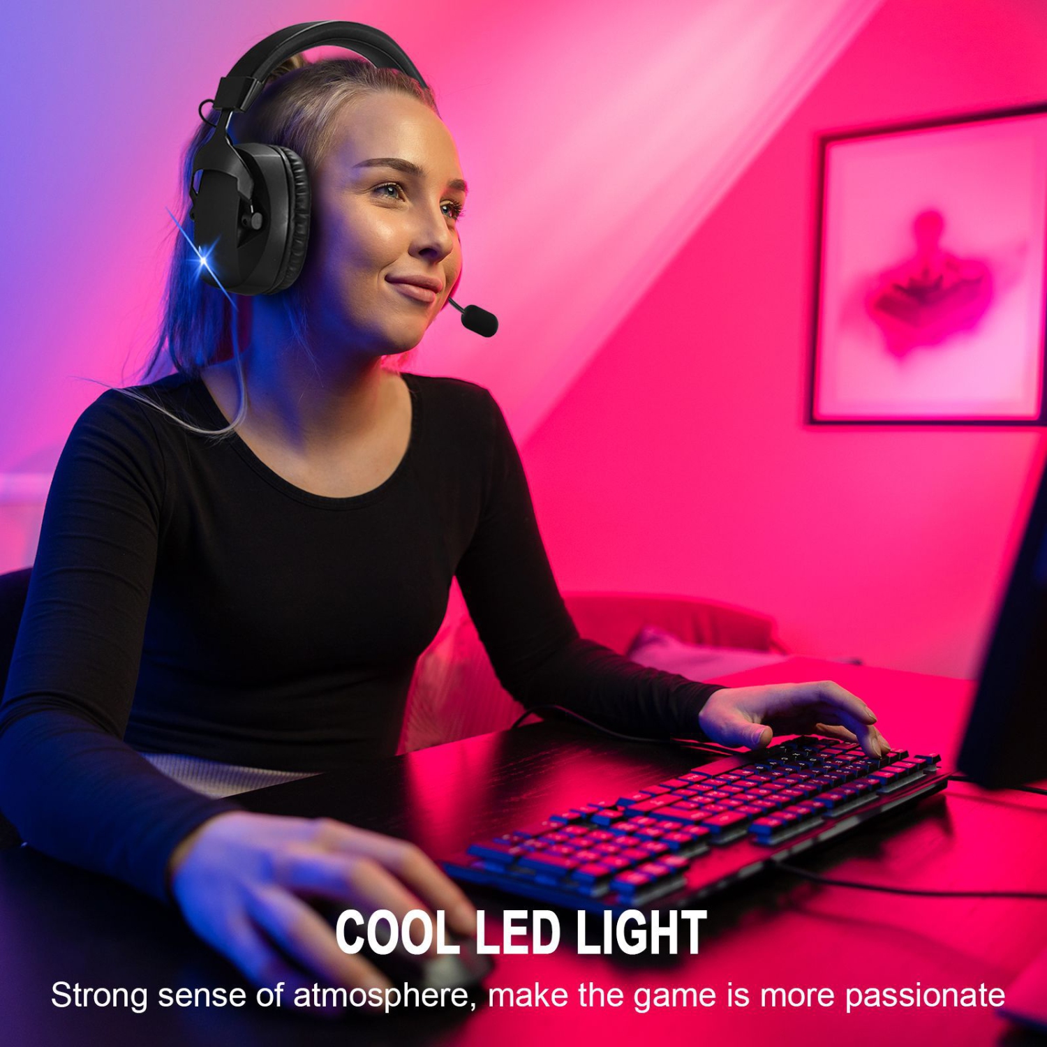 Casque de jeu sans fil avec micro amovible à suppression du bruit pour PC PS5 Tablette Mac Switch