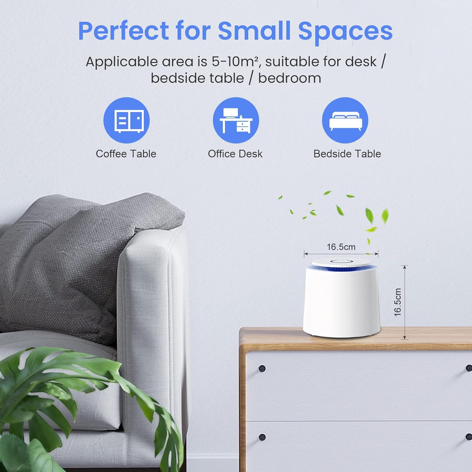 Purificateur d'air pour la maison avec filtres HEPA, purificateurs d'air portatifs à faible bruit, purificateur d'air rechargeable USB pour le bureau