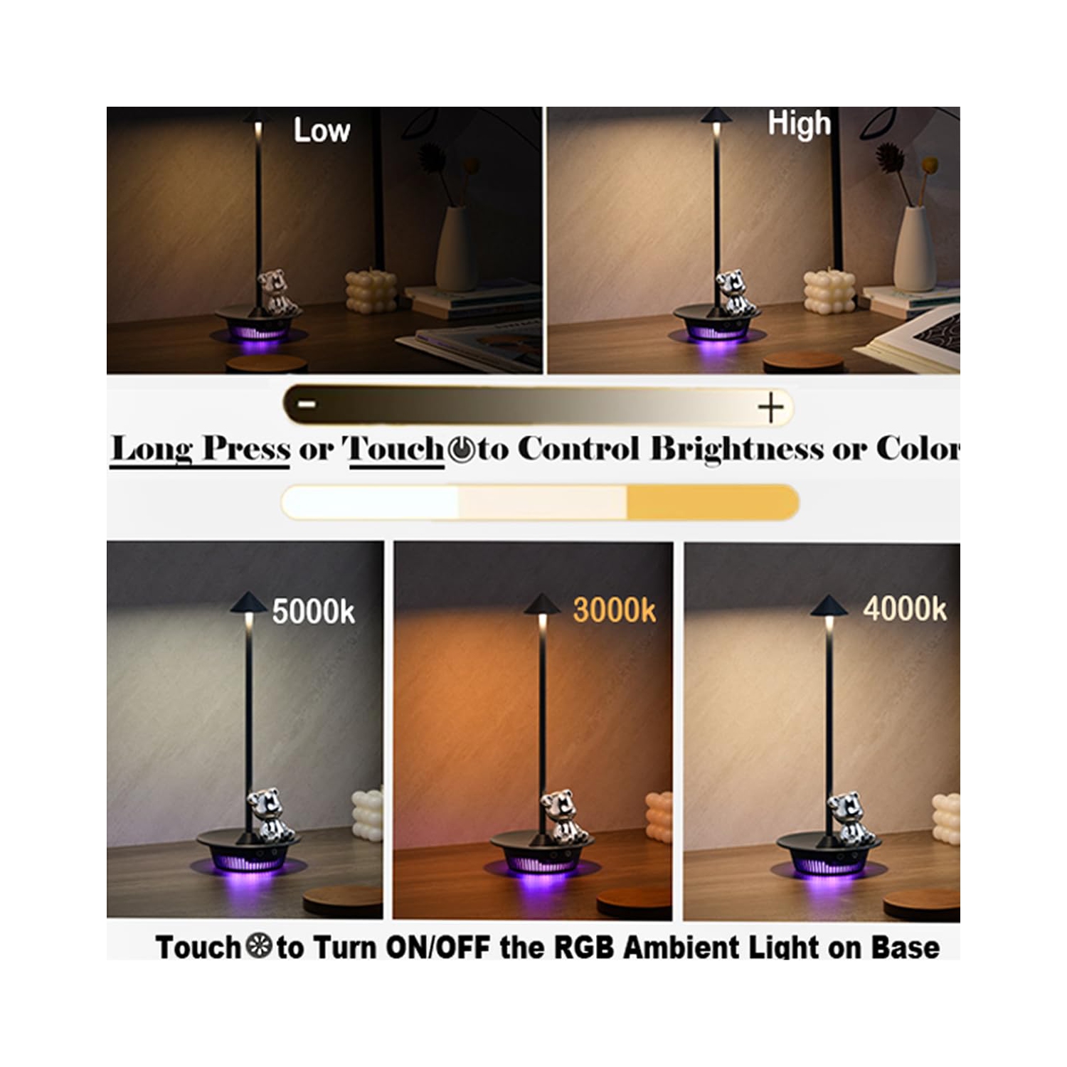 Lampes de table sans fil à DEL Lampes de table portatives d'extérieur Bar maison Salle à manger à l'extérieur Éclairage de table