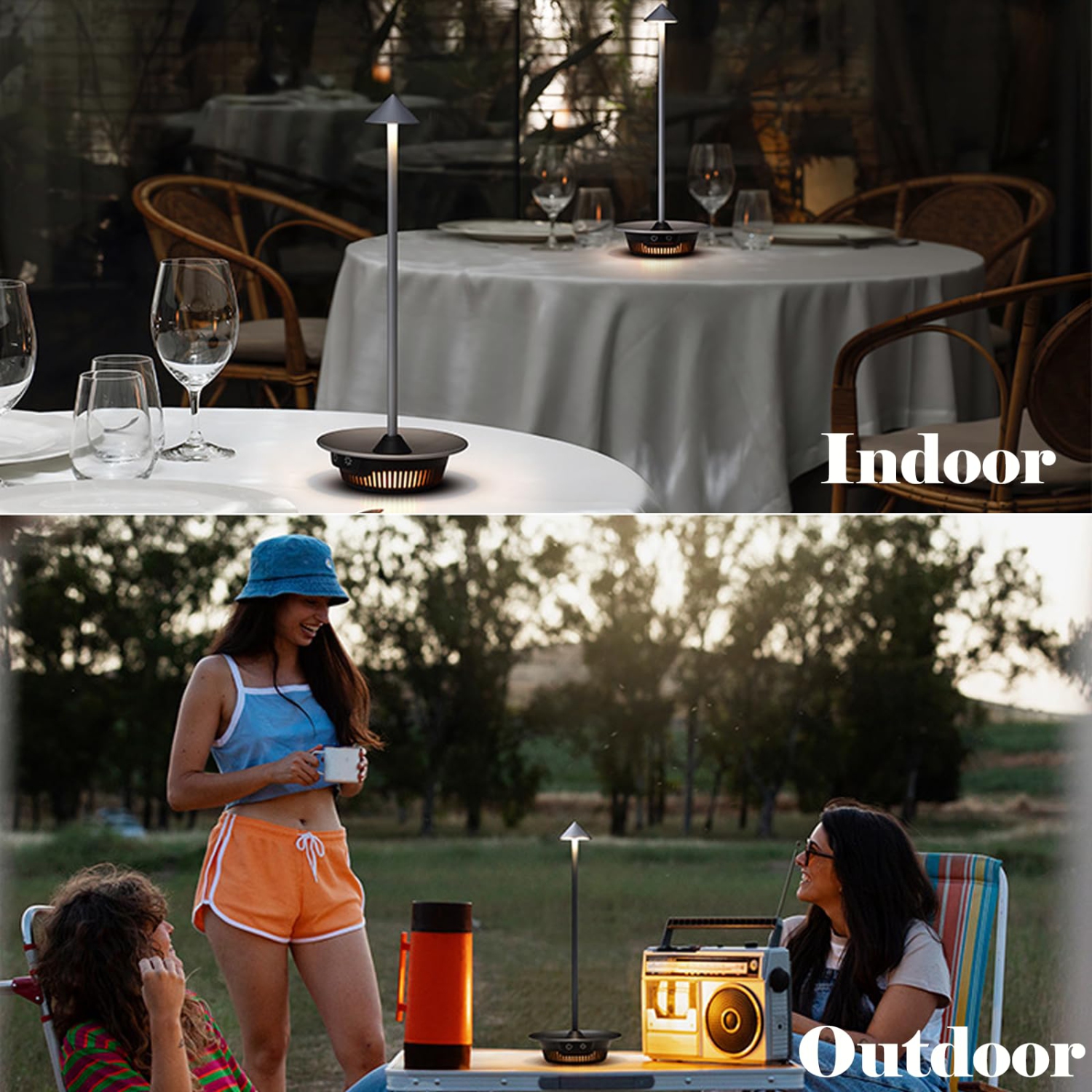 Lampes de table sans fil à DEL Lampes de table portatives d'extérieur Bar maison Salle à manger à l'extérieur Éclairage de table