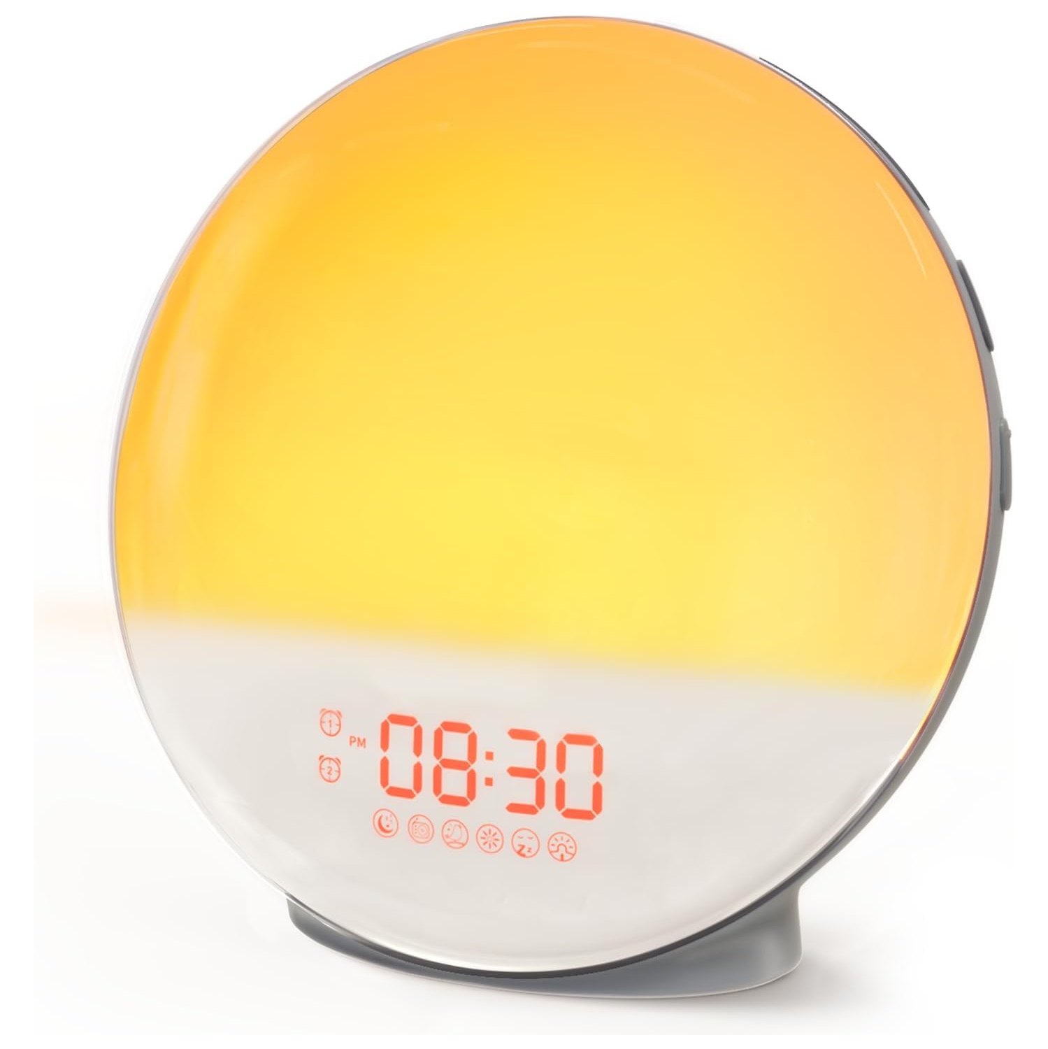 Réveille-matin pour les grands dormeurs, Lumière de réveil avec simulation de lever/coucher de soleil, Deux alarmes, Radio FM, Réveil avec veilleuse
